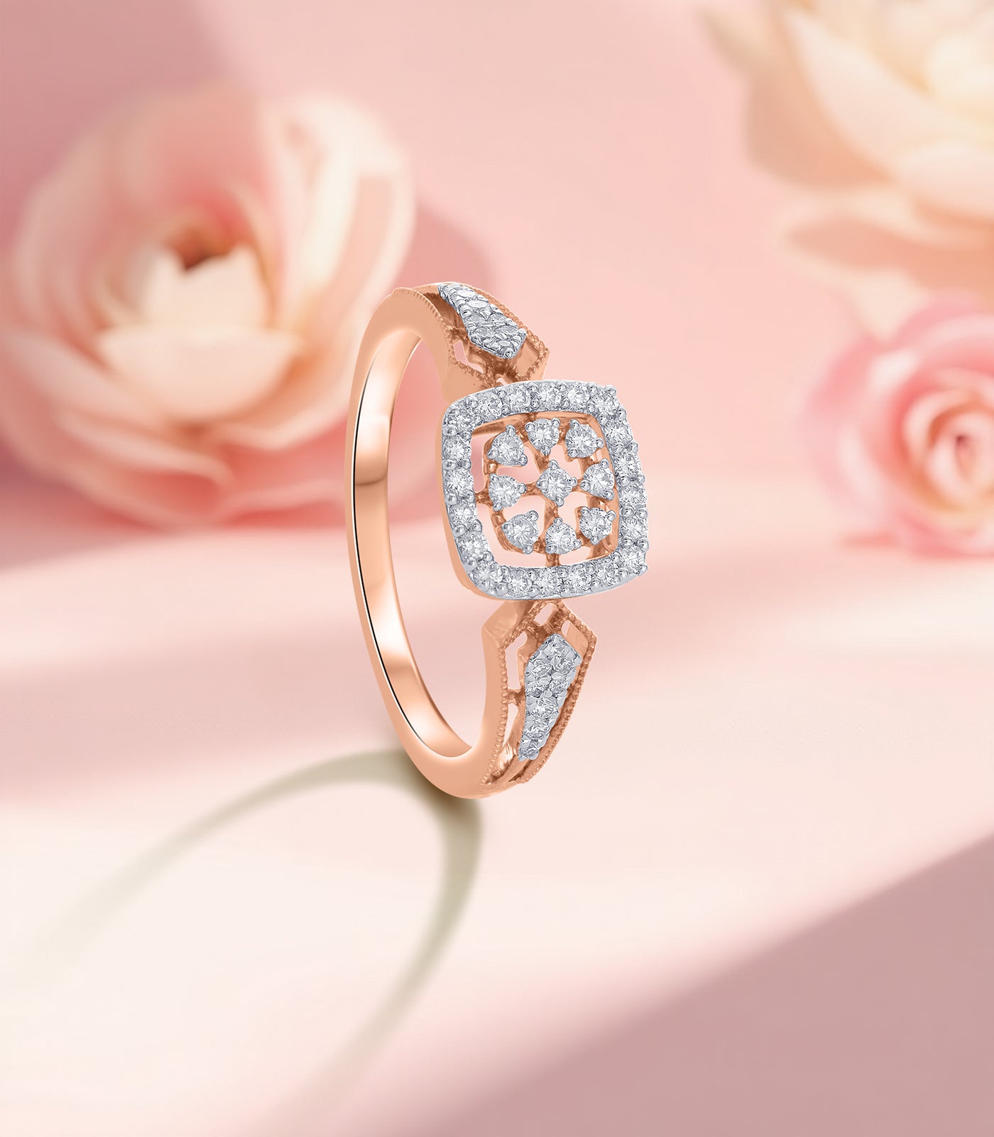 Diamond Flower In The Frame Ring