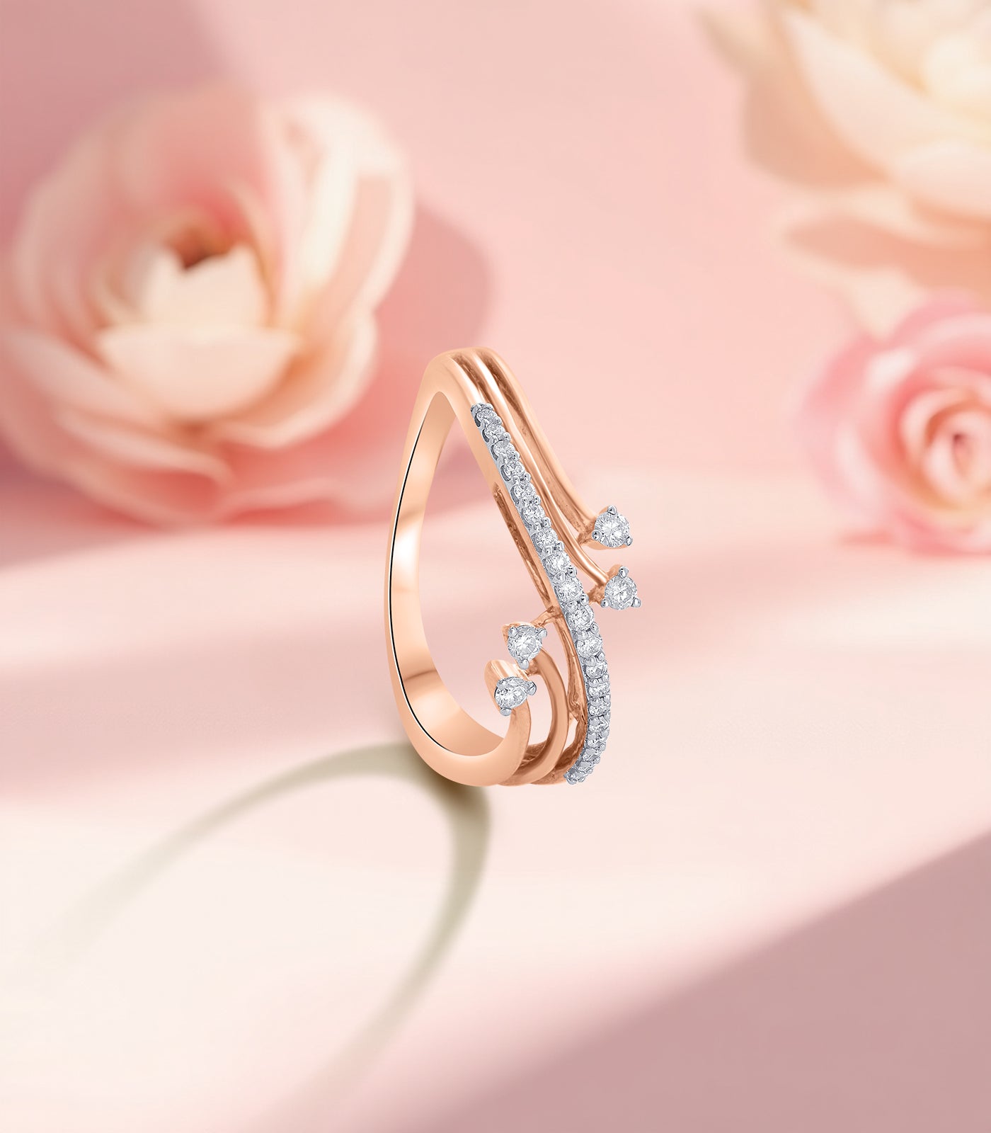 Diamond Dual Stem Ring