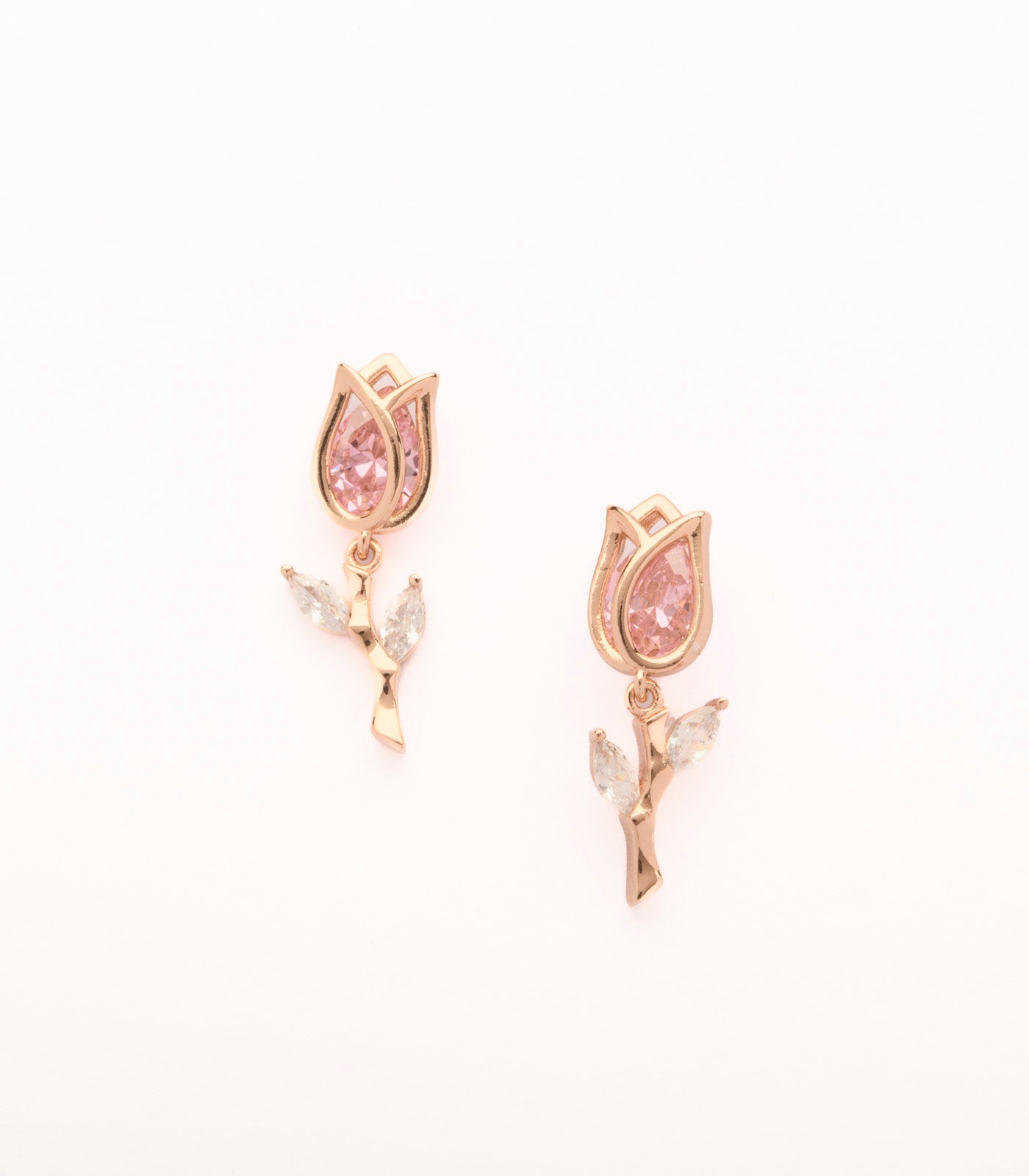 Adorable Golden Rose With Pink Gemstones Tops (Brass)
