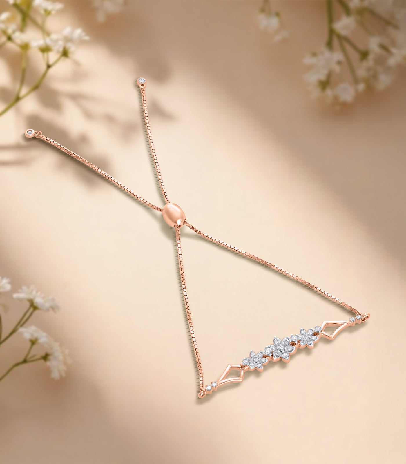 Diamond Floral Charm Bracelet