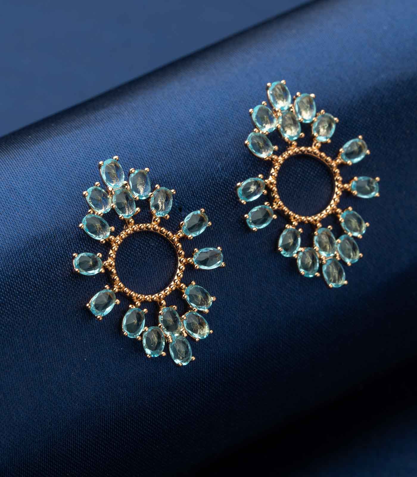 Blue Sunshine Earrings (Brass)