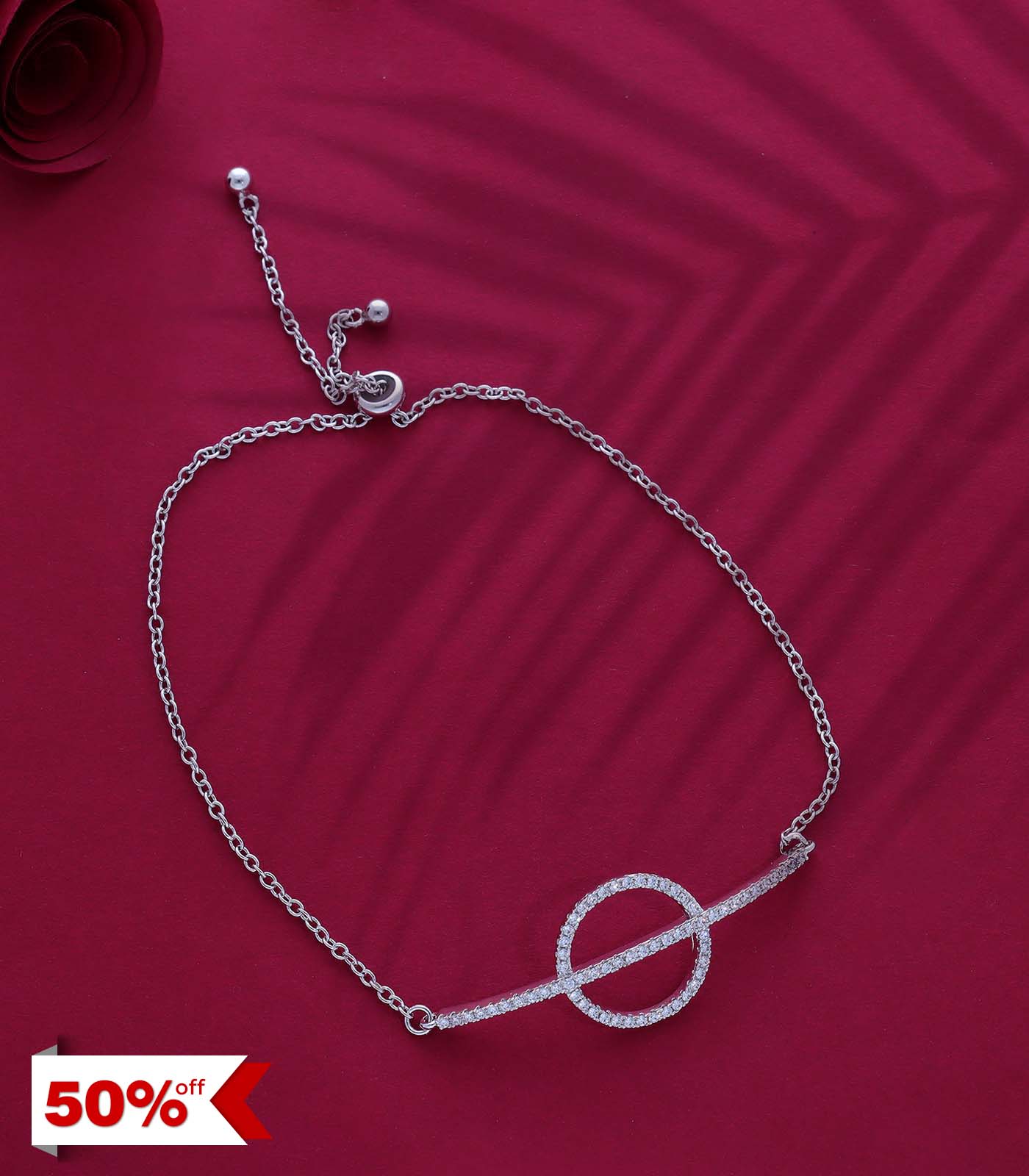 Geometric Elegance Silver Color Bracelet (Brass)
