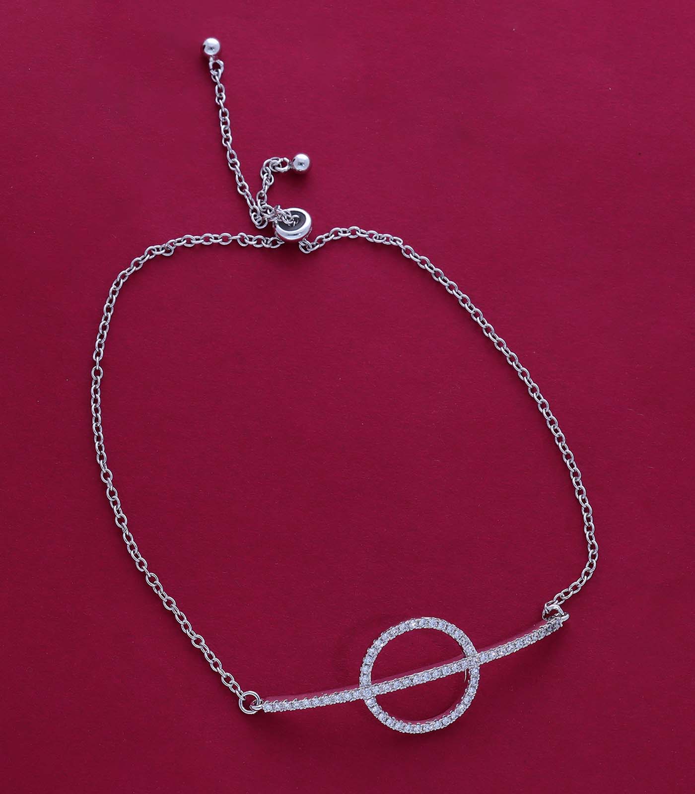 Geometric Elegance Silver Color Bracelet (Brass)