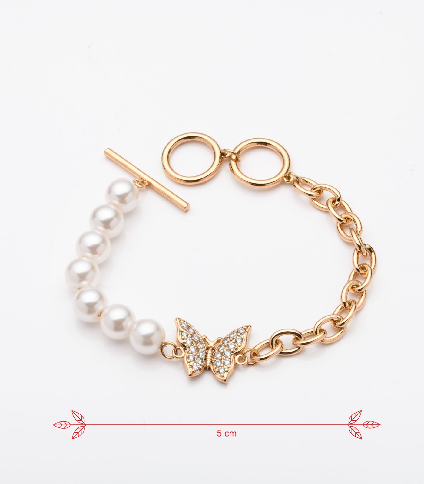 Pearl Butterfly Bracelet (Brass)