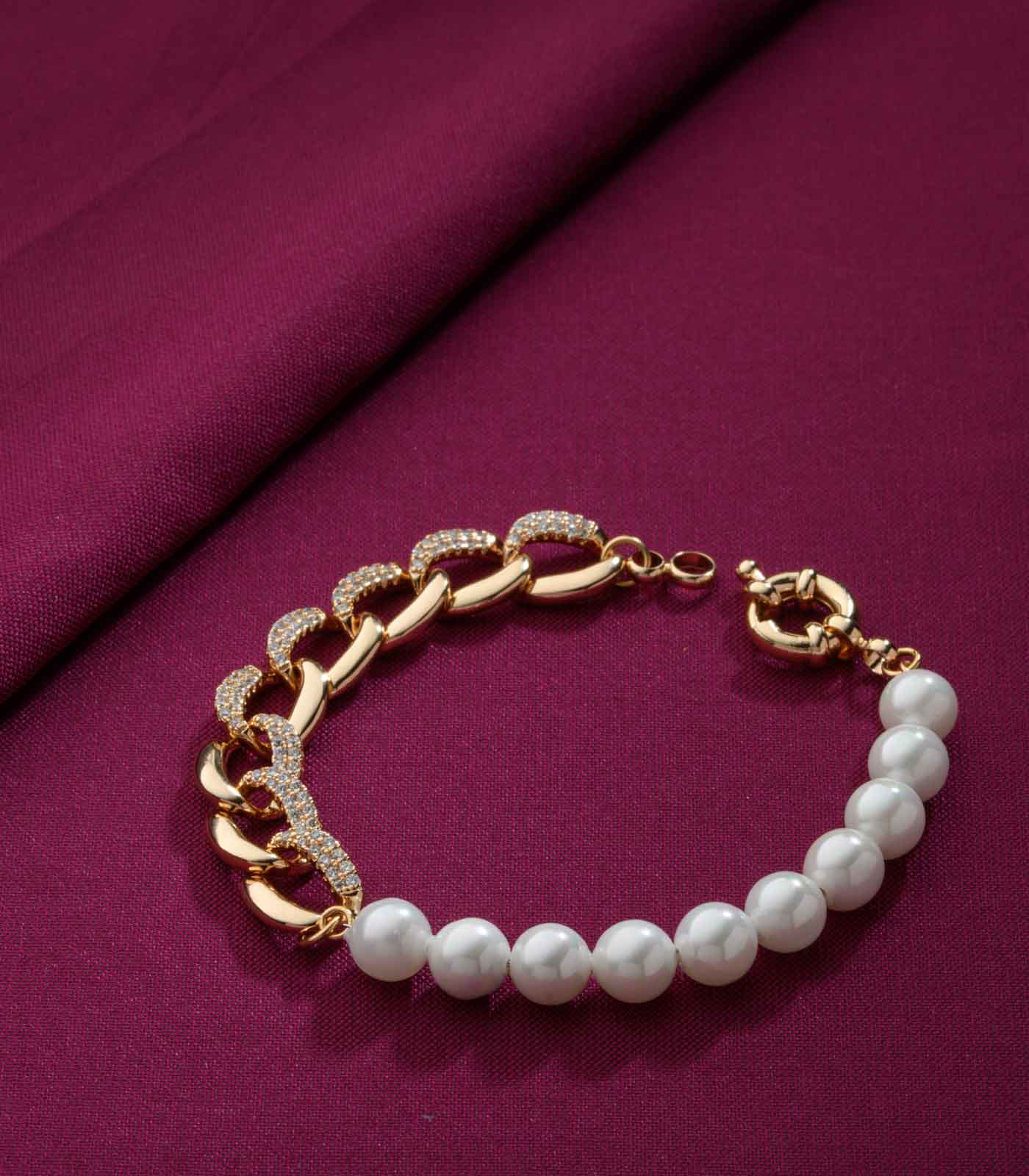 Pearl Chain Bracelet (Brass)