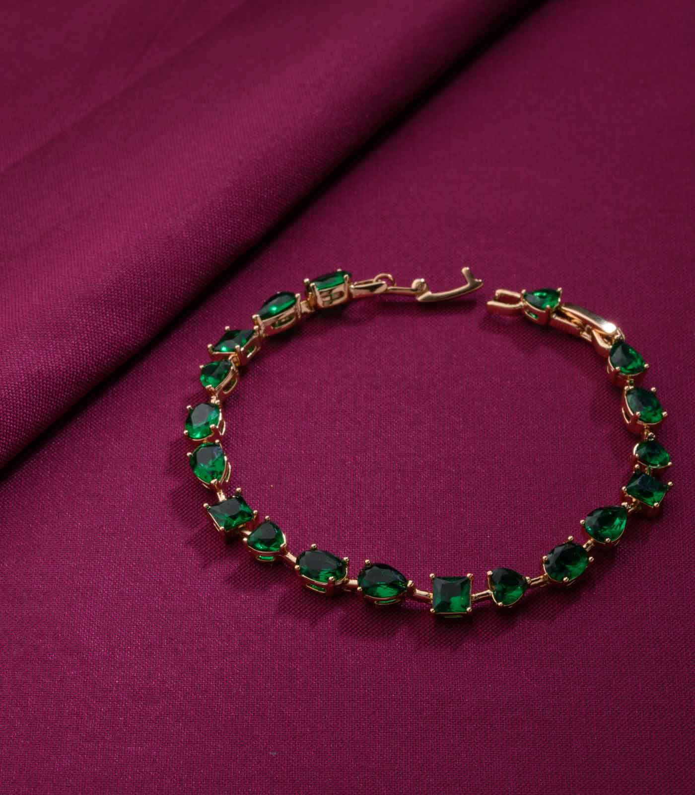 Green Stone Bracelet (Brass)