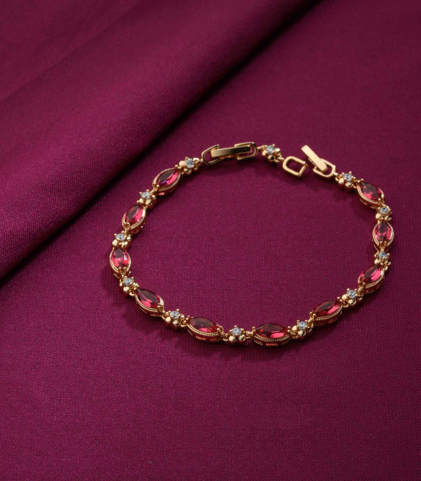 Pink Stone Bracelet (Brass)