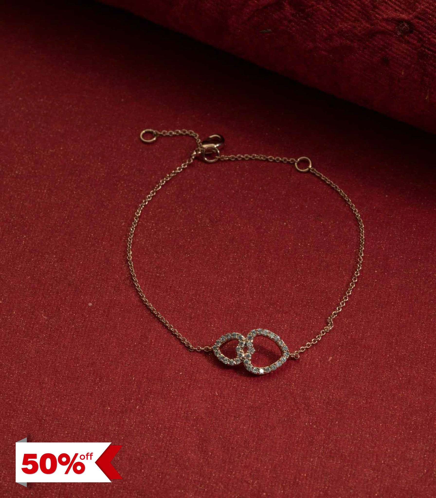 Sparkling Heart To Heart Bracelet (Brass)