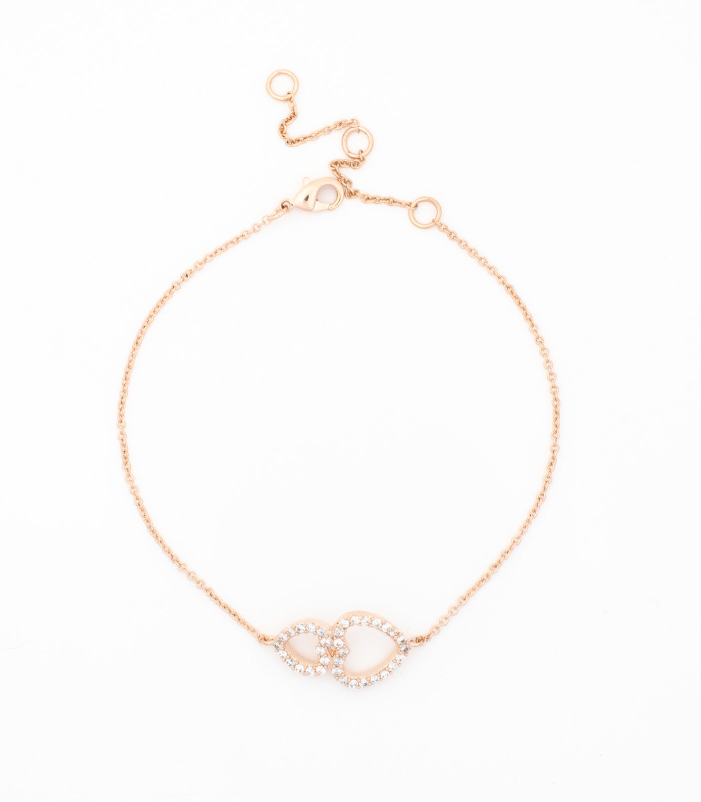 Sparkling Heart To Heart Bracelet (Brass)