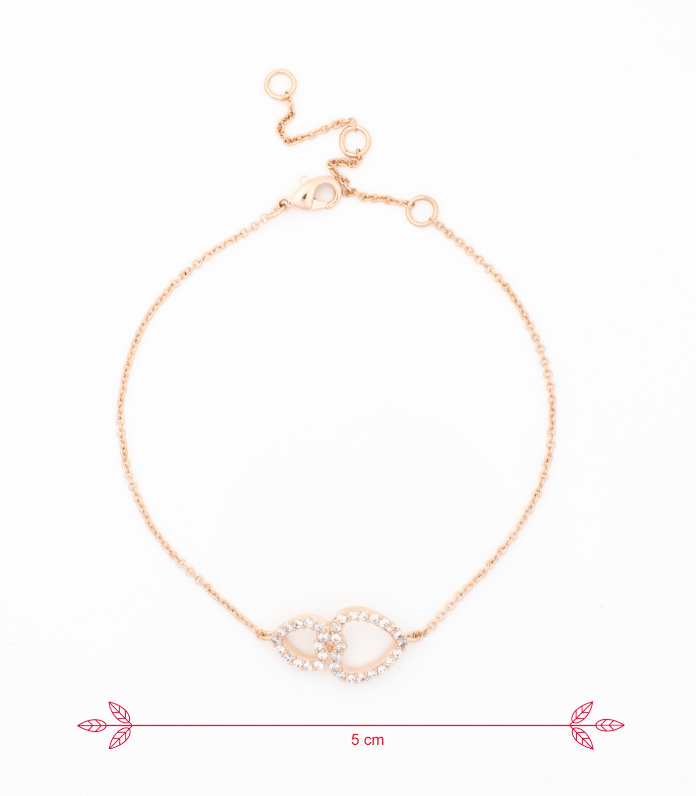 Sparkling Heart To Heart Bracelet (Brass)