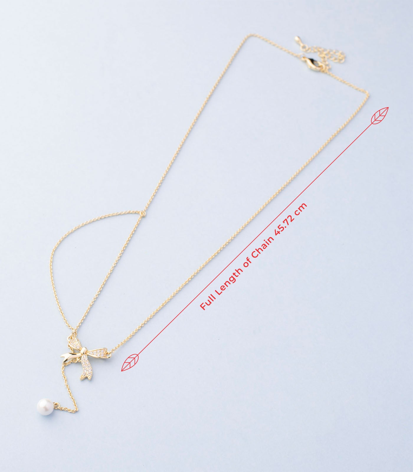 Ribbon pearl chain pendant (Brass)