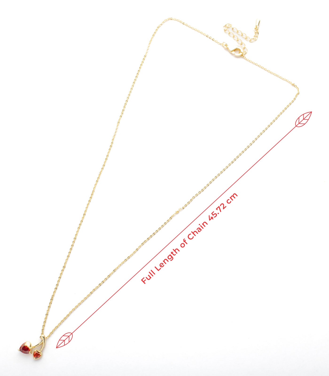 Red Studded Twin Heart Pendant (Brass)