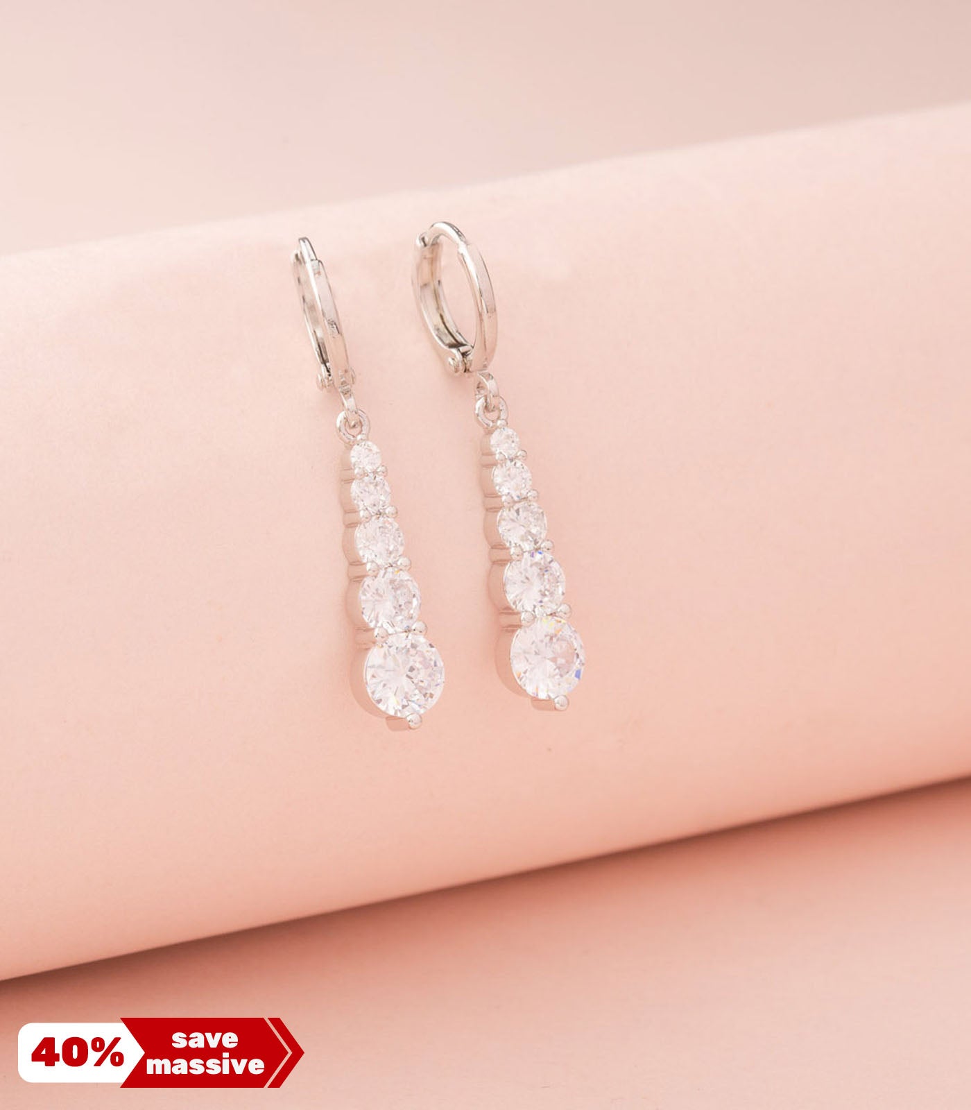 Crystal Droplets SIlver Color Earrings (Brass)