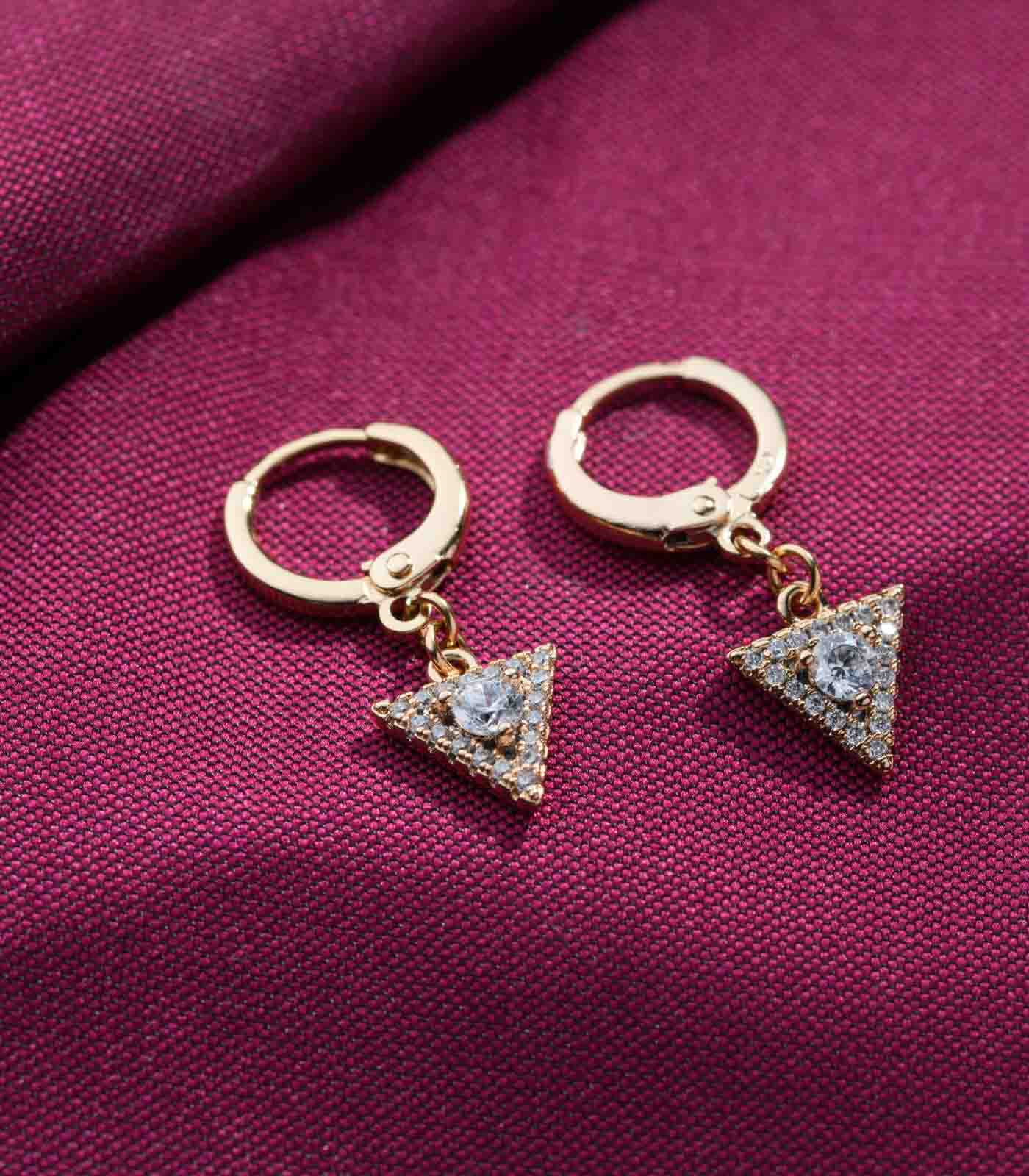 Dangling Triangle Hoops (Brass)