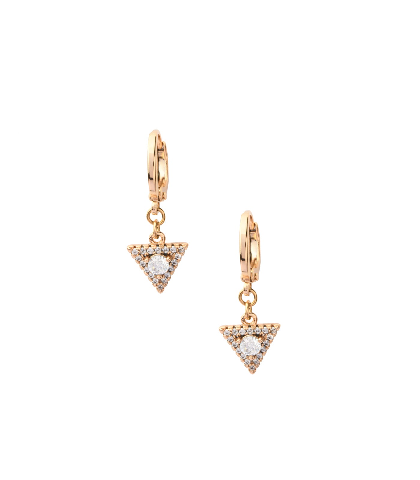 Dangling Triangle Hoops (Brass)