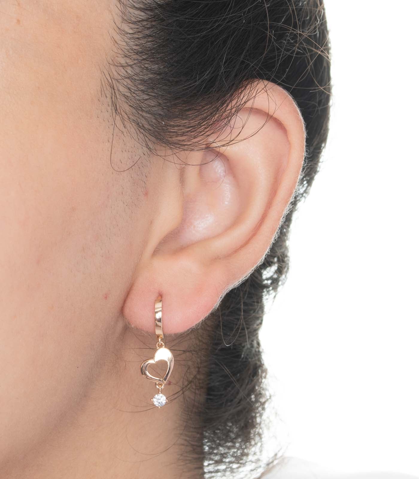Dangling Heart Earrings (Brass)