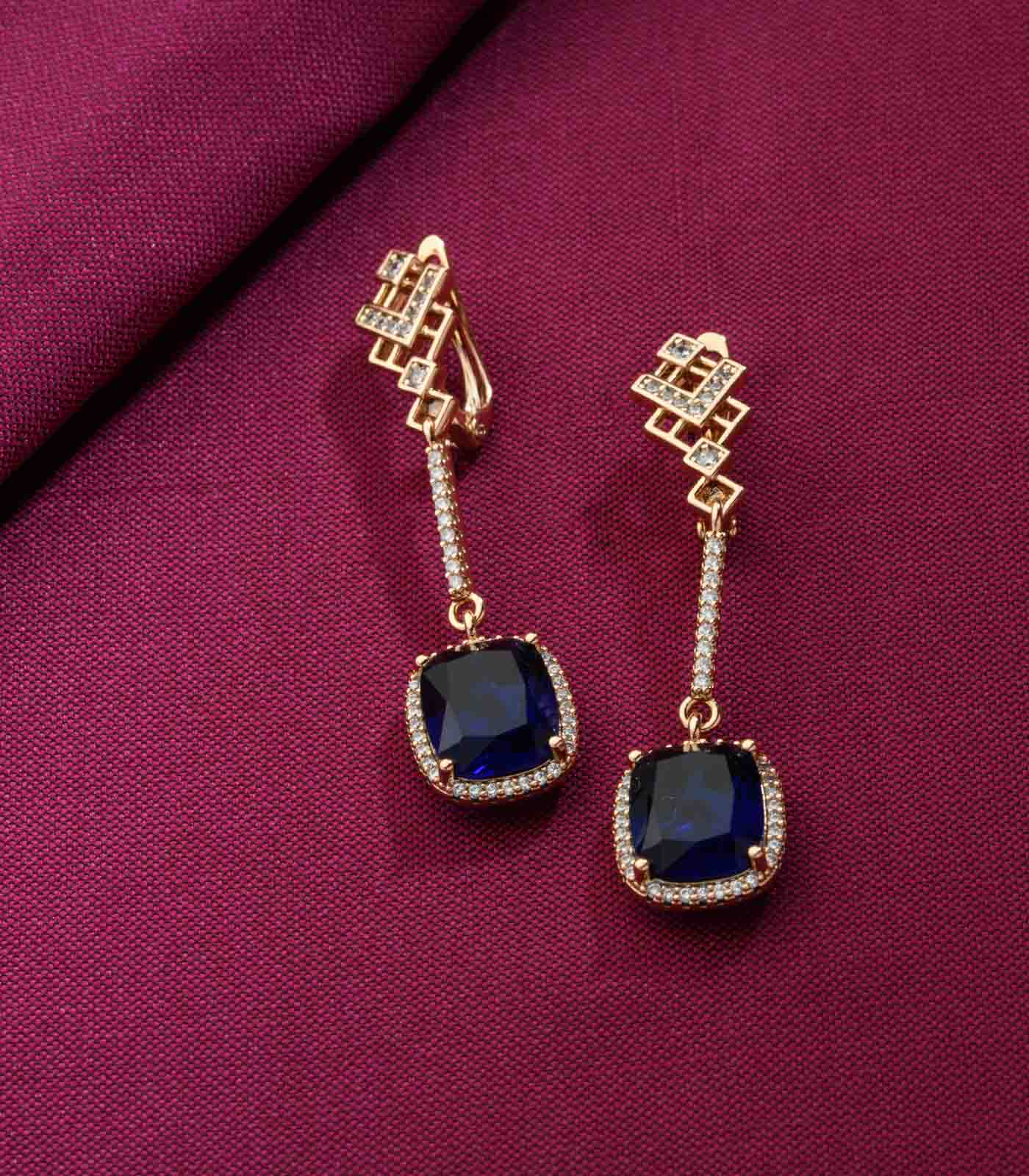 Blue Party Earrings (Brass)