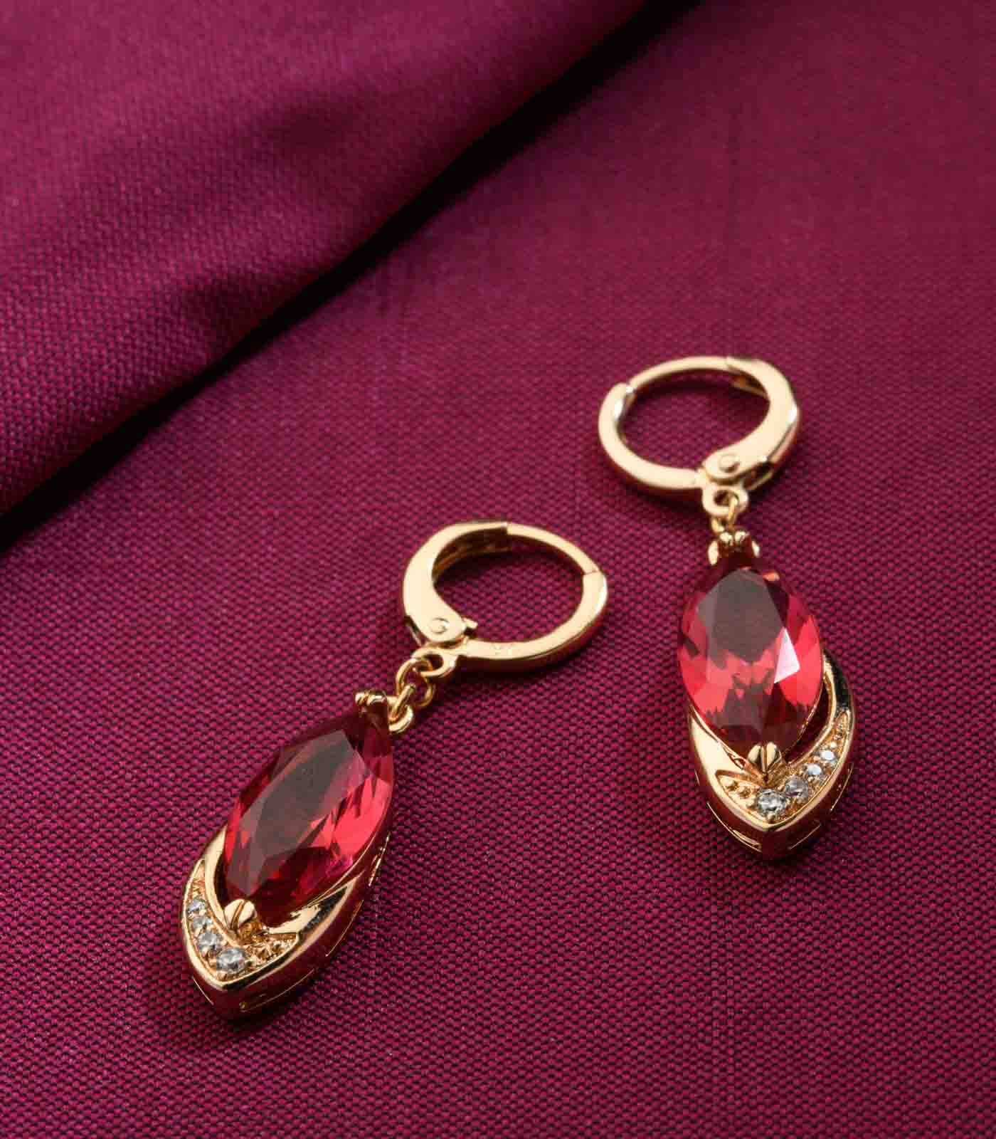 Red Party Earrings (Brass)