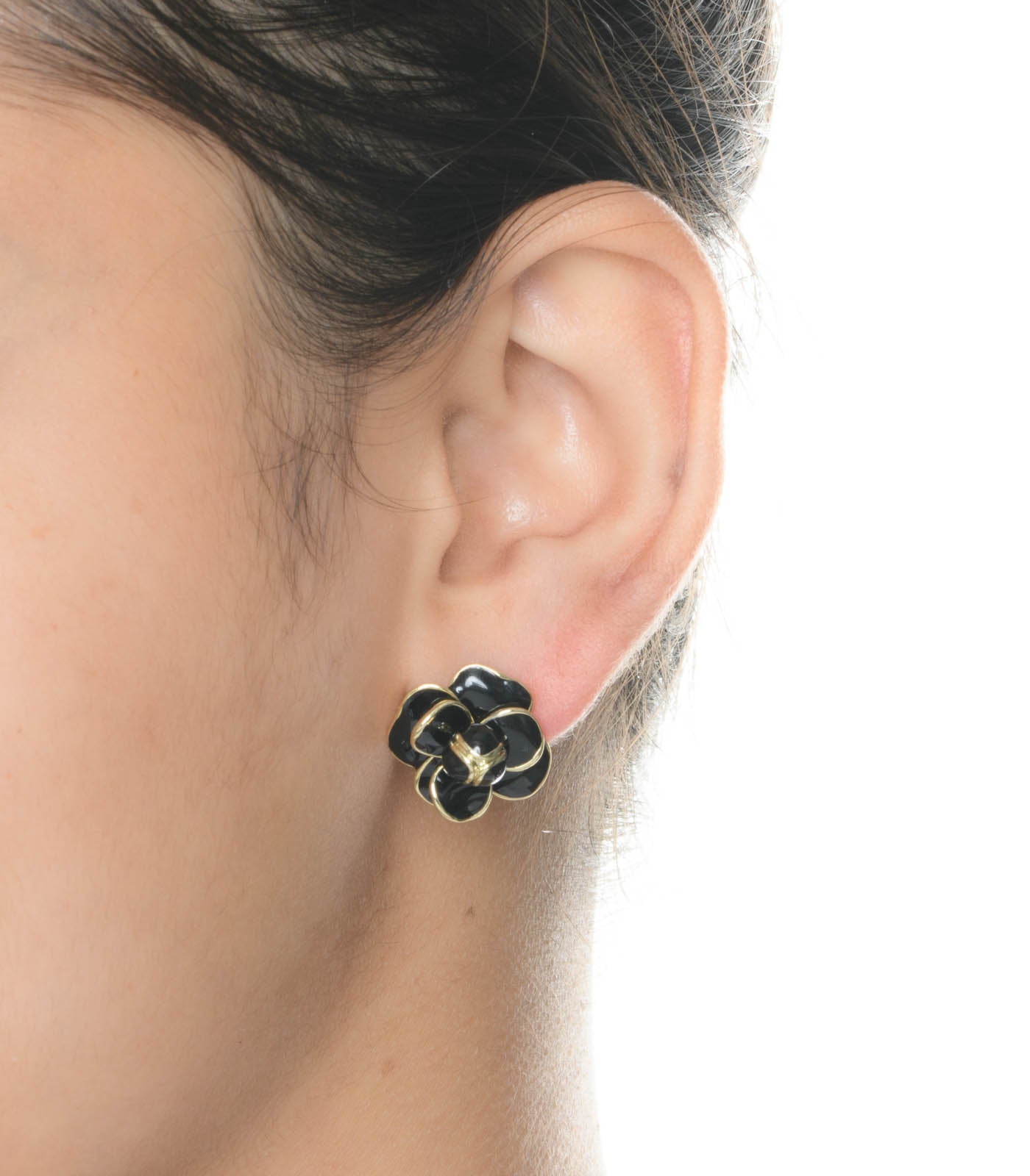 Black Rose Earrings (Brass)