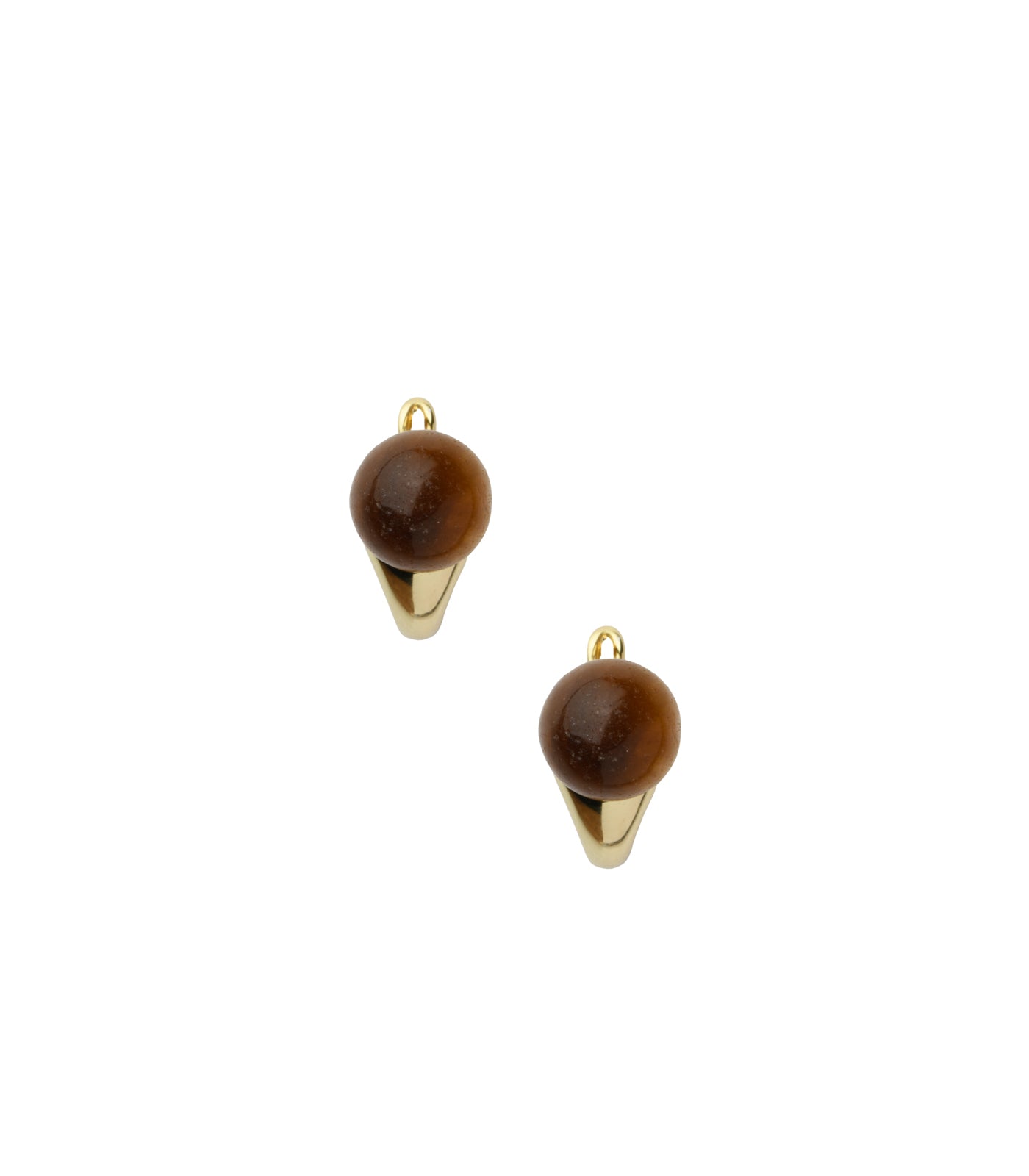 Brown Sphere Ear Rings (Brass)