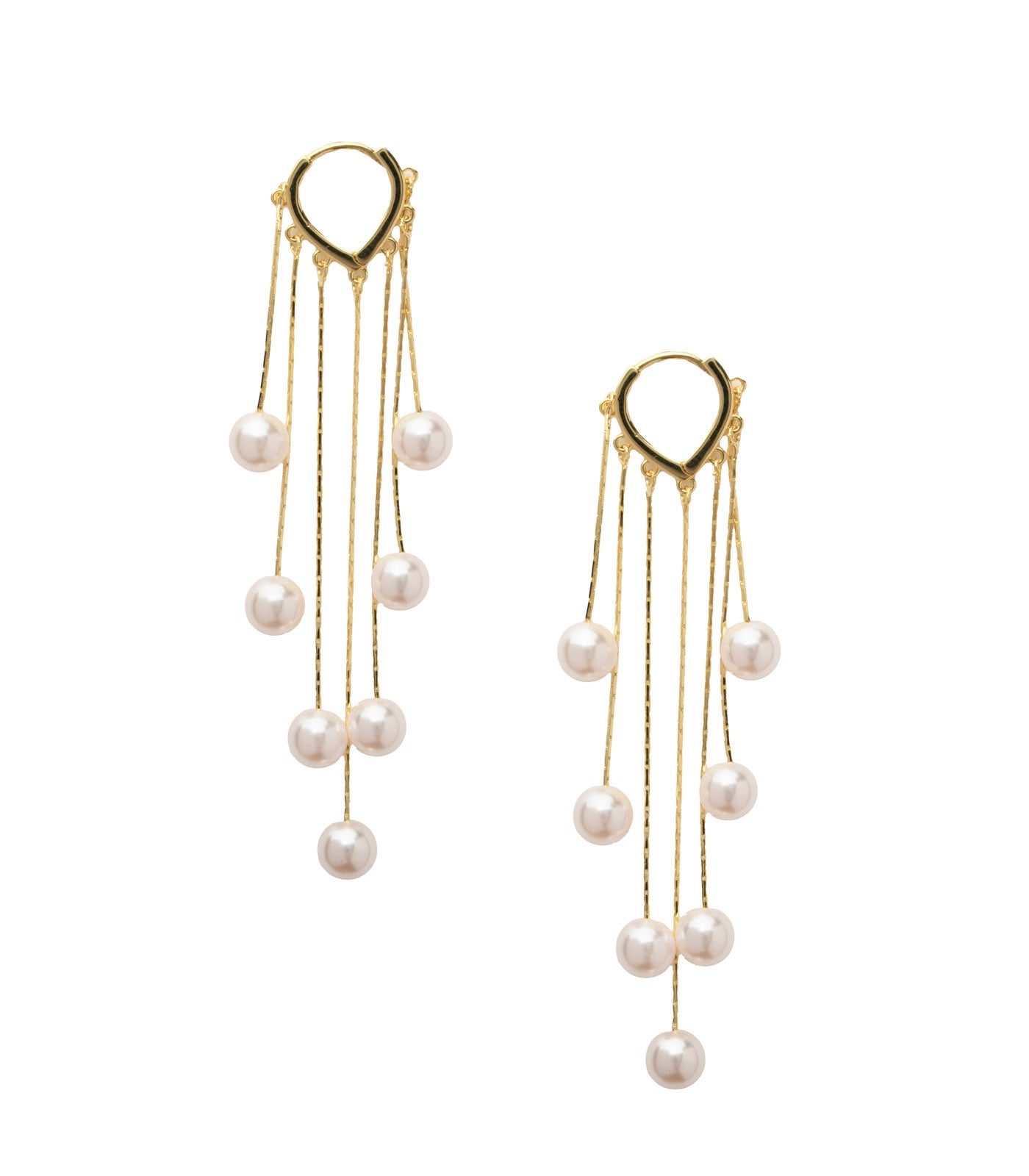 Dangling Pearls Earrings (Brass)