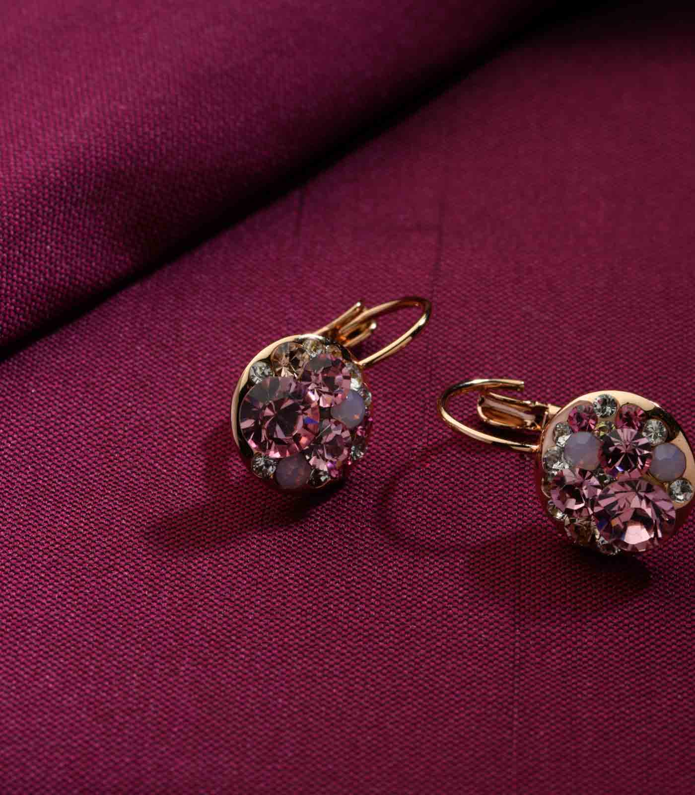 Pink Crystal Earrings (Brass)