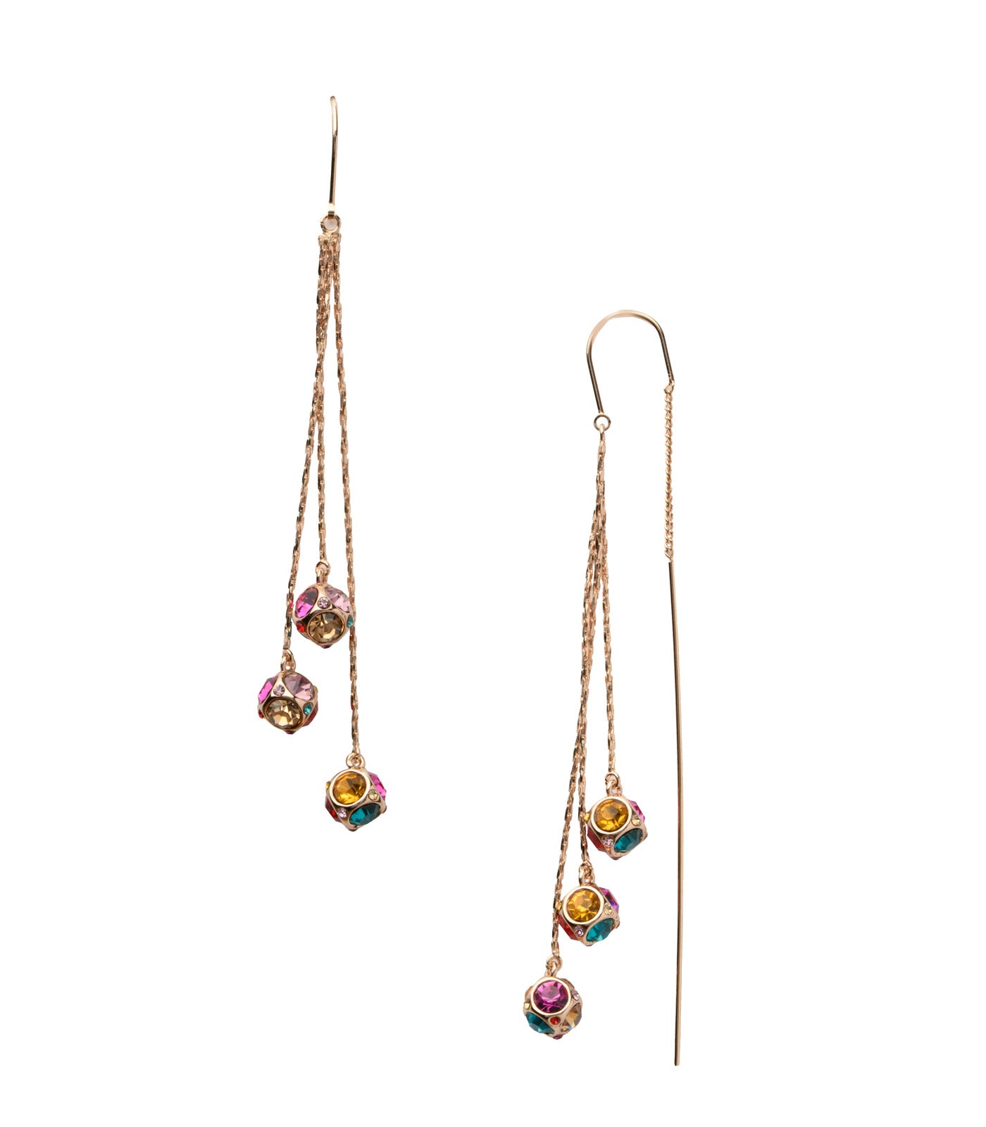 Coloured Dangling Block Earrings (Brass)
