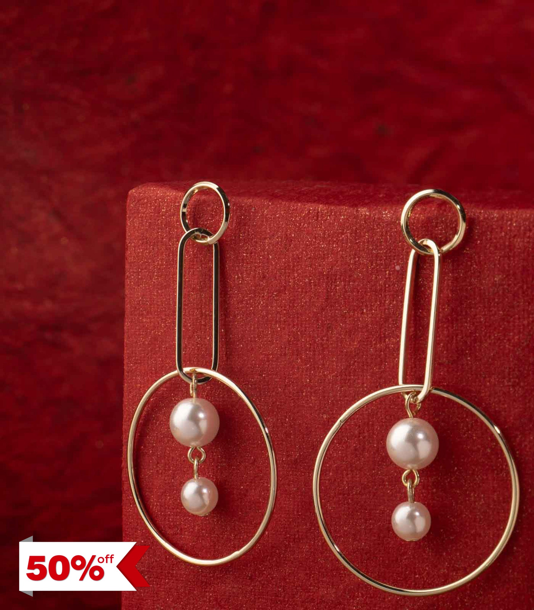 Twin Pearl Earrings (Brass)