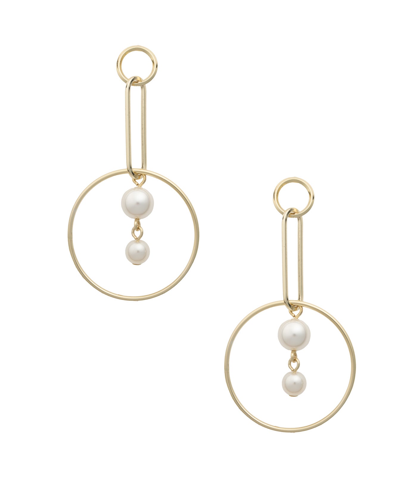 Twin Pearl Earrings (Brass)