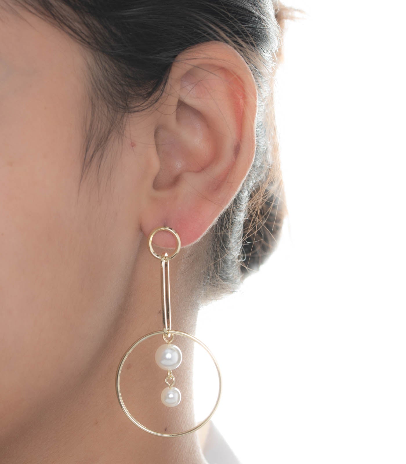 Twin Pearl Earrings (Brass)