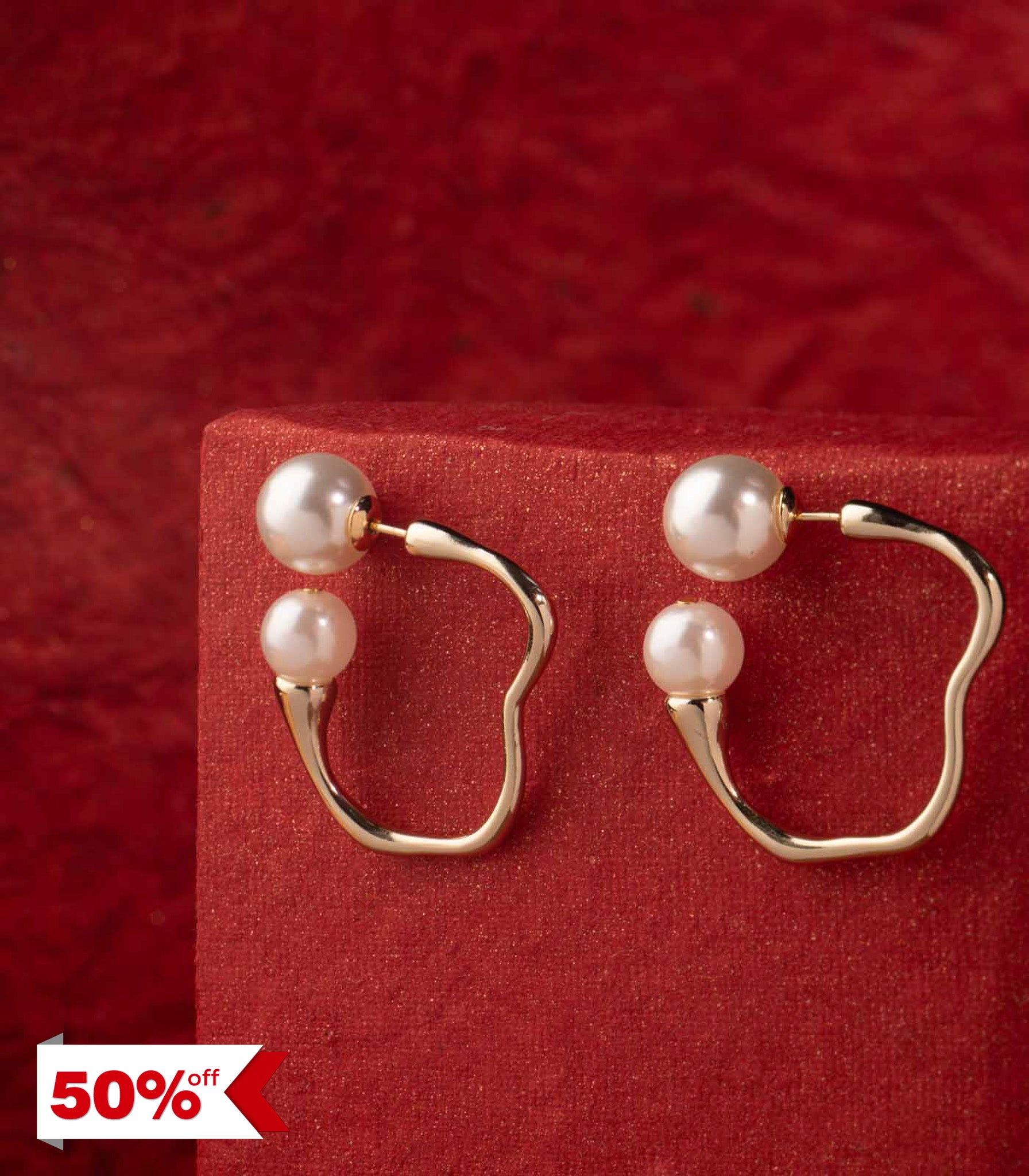 Classy Pearl Cluster Earring (Brass)