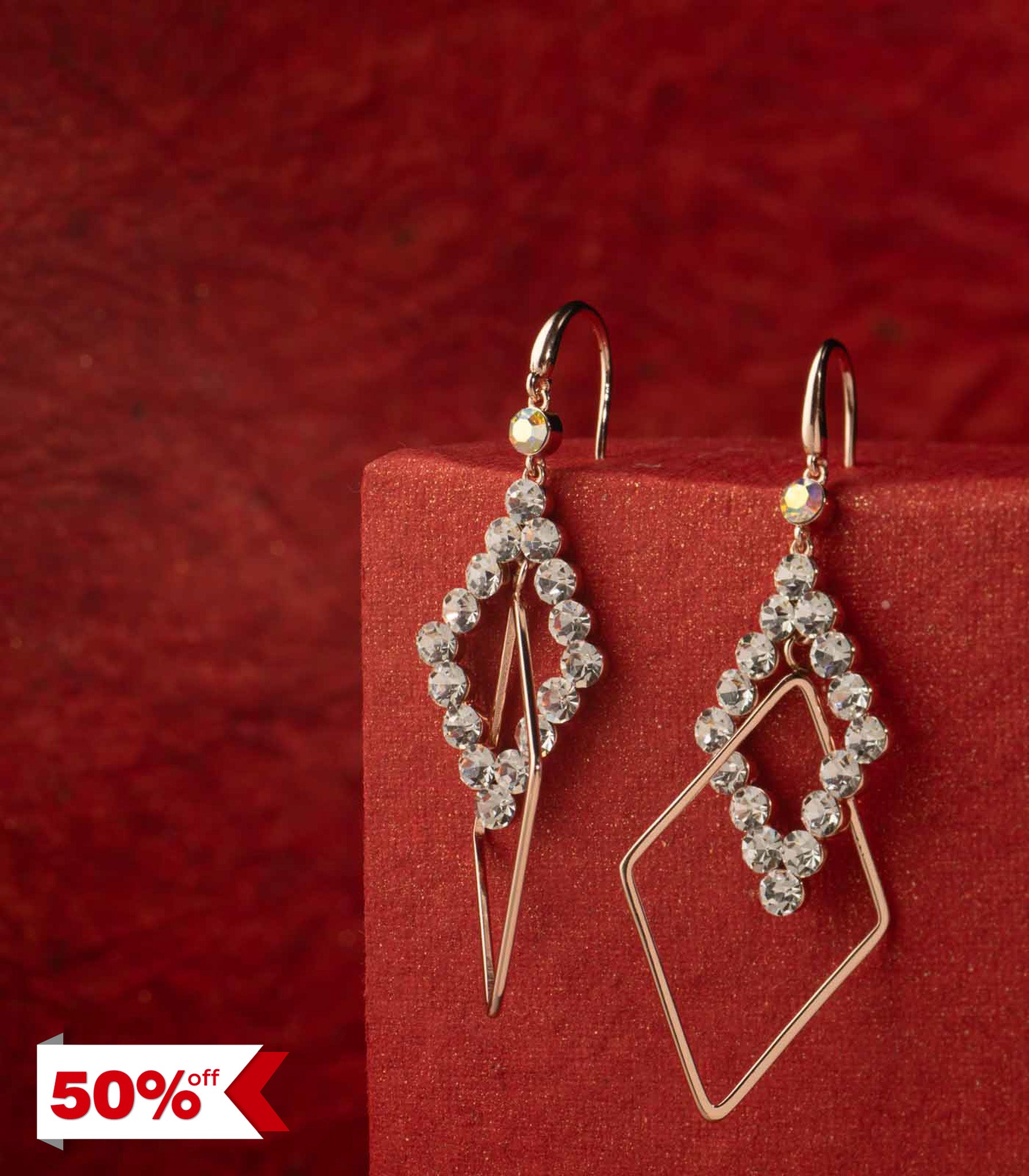 Crystal Square Earring (Brass)