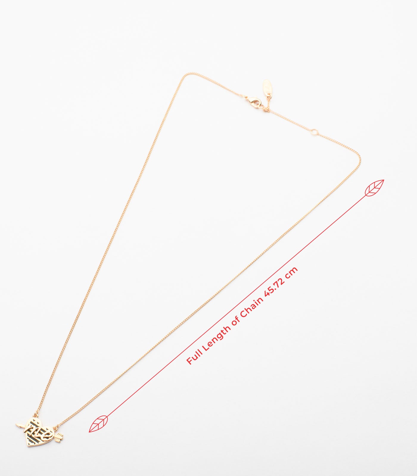Lovely Golden Color Heart And Arrow Necklace (Brass)