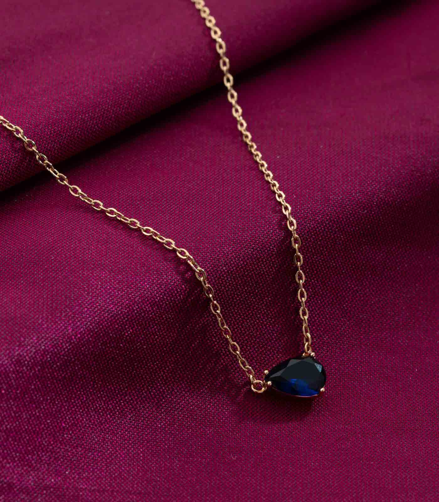 Blue Drop Necklace (Brass)