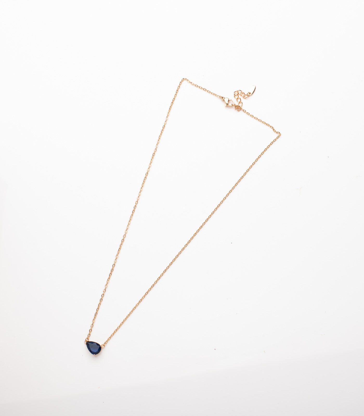 Blue Drop Necklace (Brass)