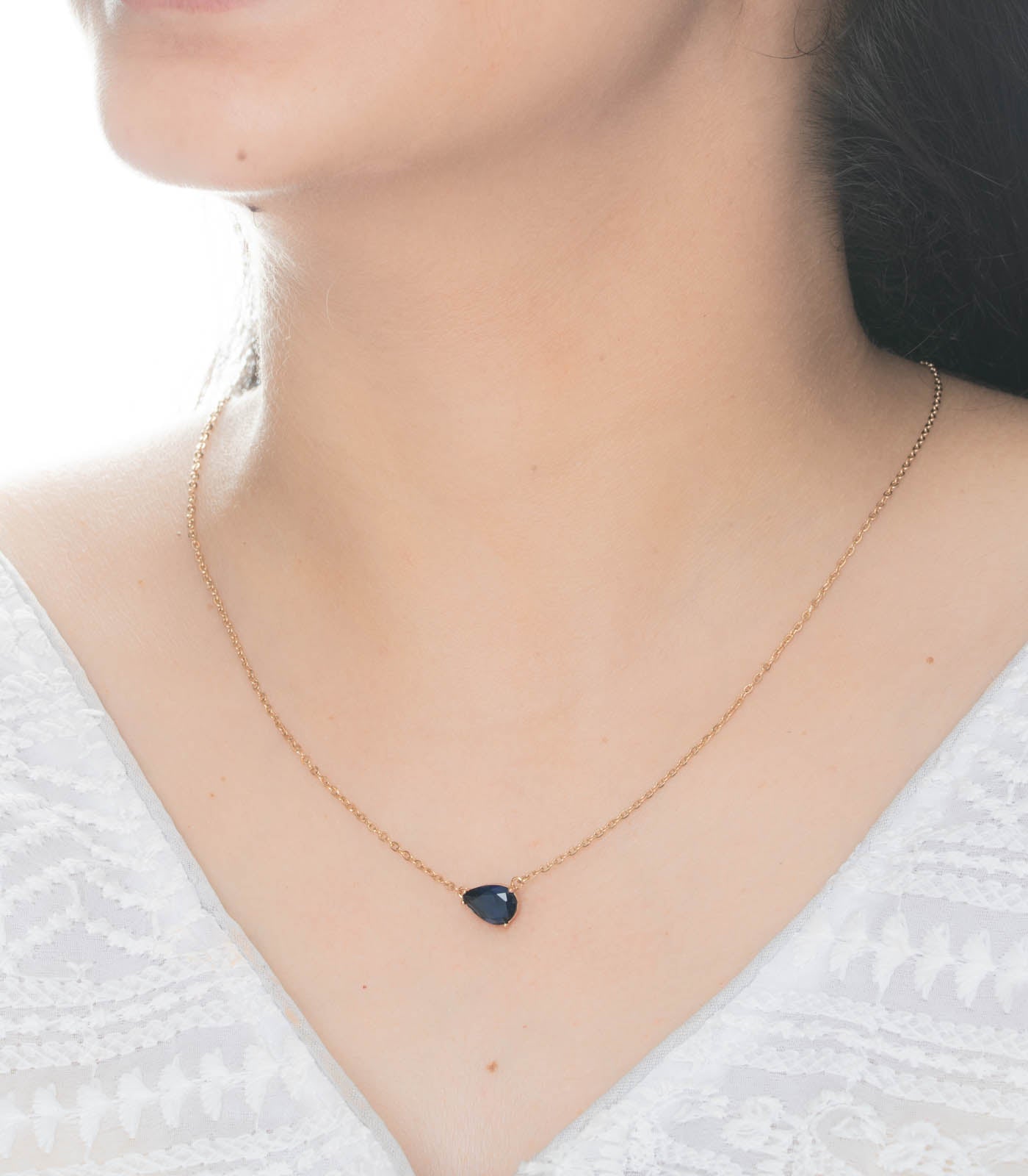 Blue Drop Necklace (Brass)