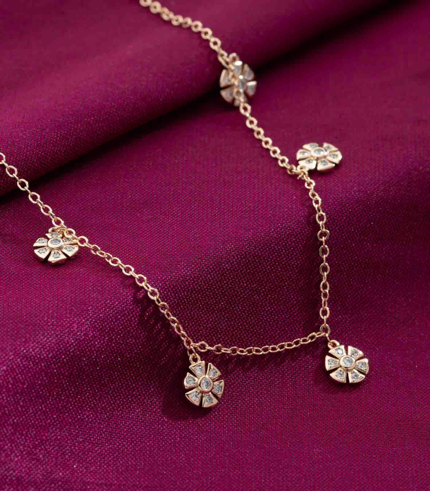 Floral Charm Necklace (Brass)