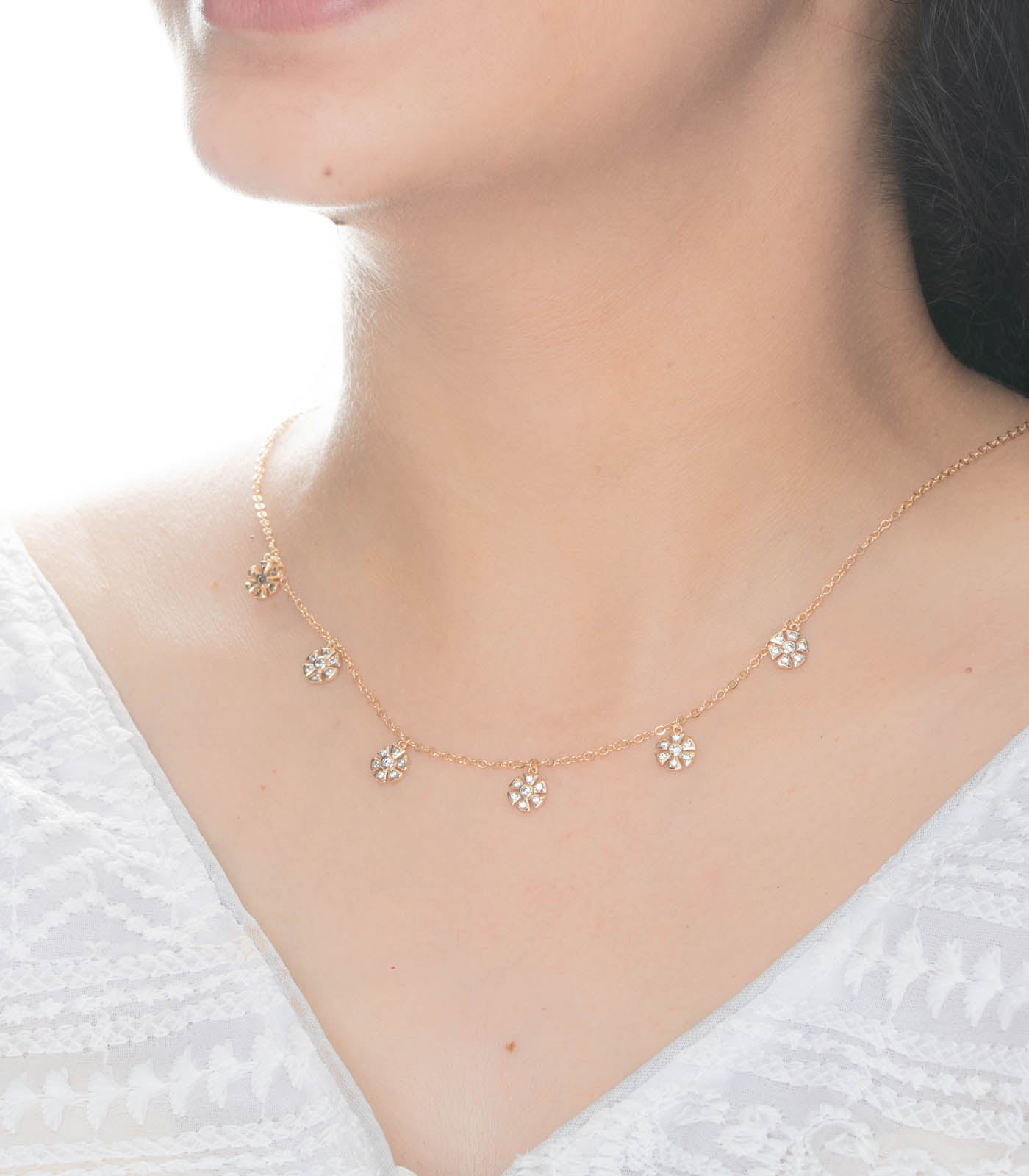 Floral Charm Necklace (Brass)