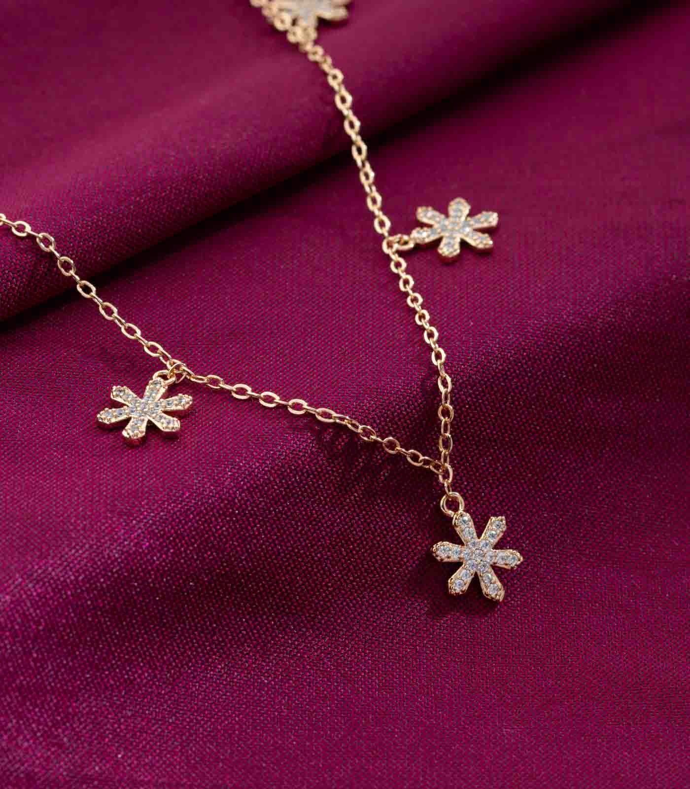 Floral Charm Necklace (Brass)
