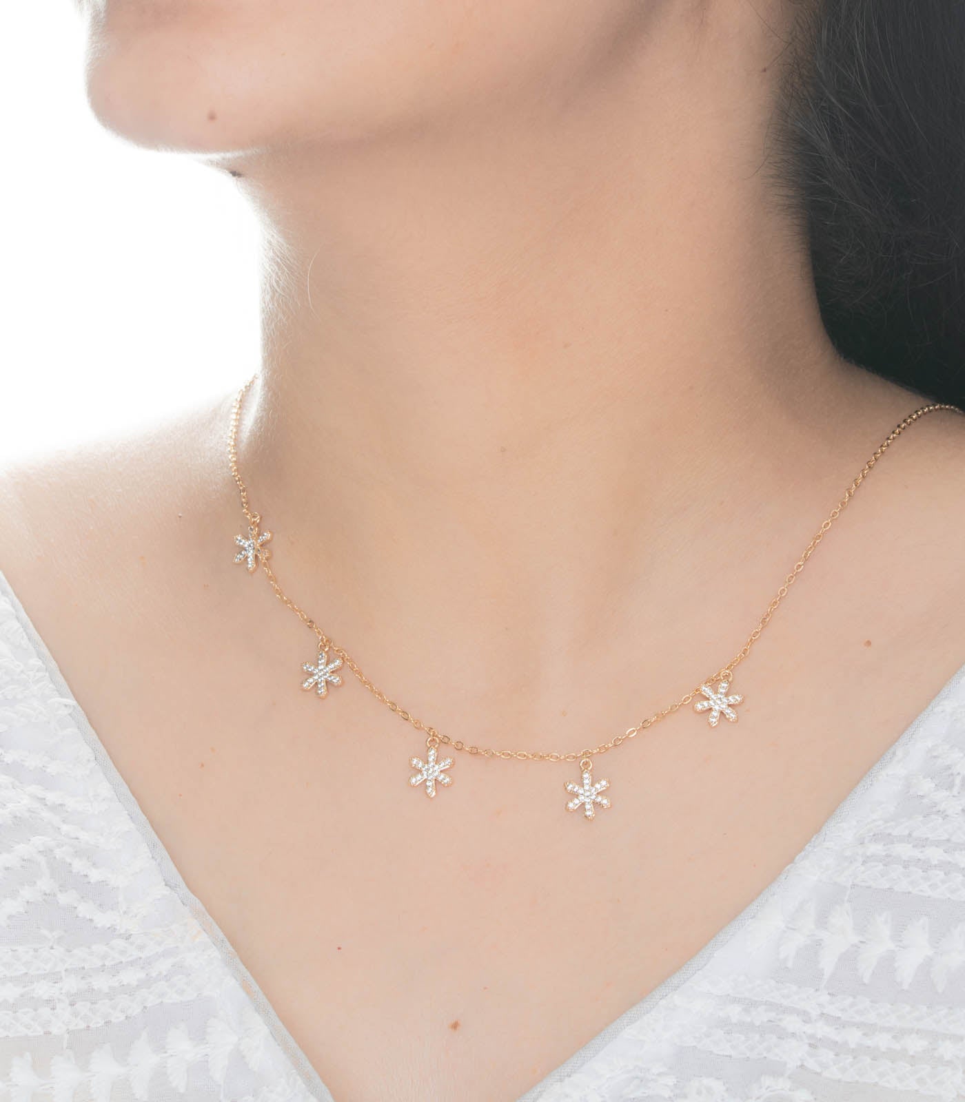 Floral Charm Necklace (Brass)