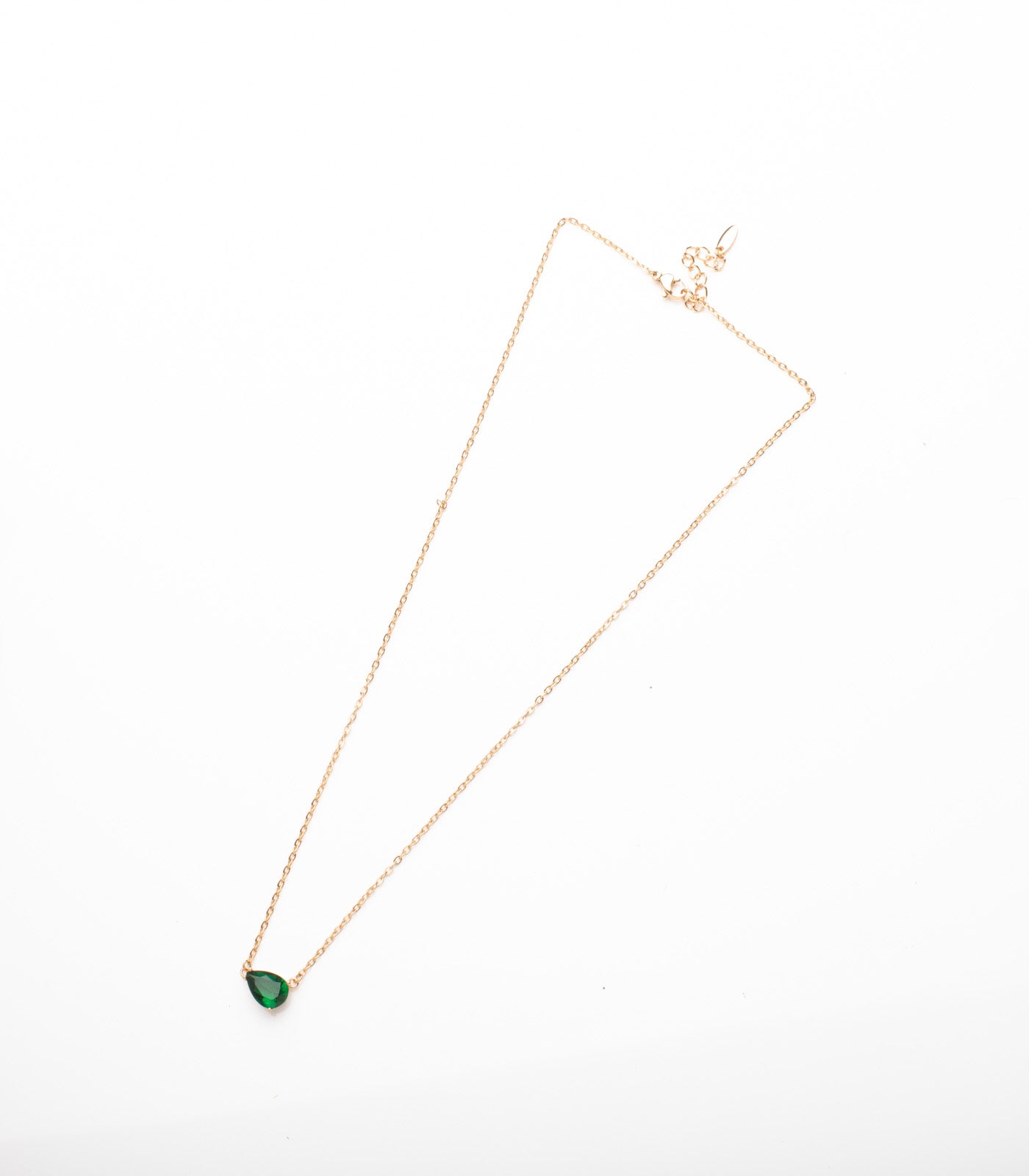 Green Drop Necklace (Brass)
