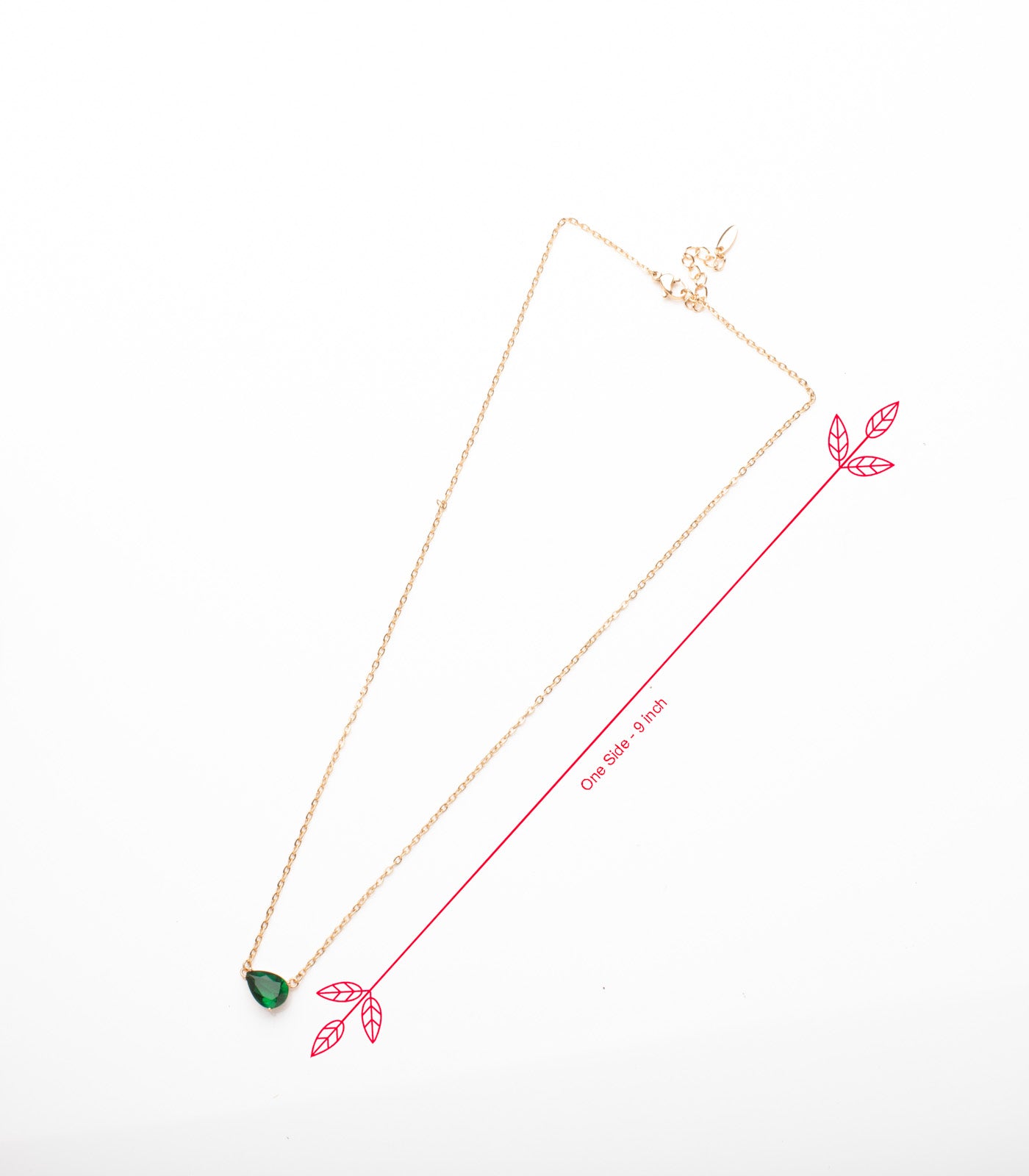 Green Drop Necklace (Brass)