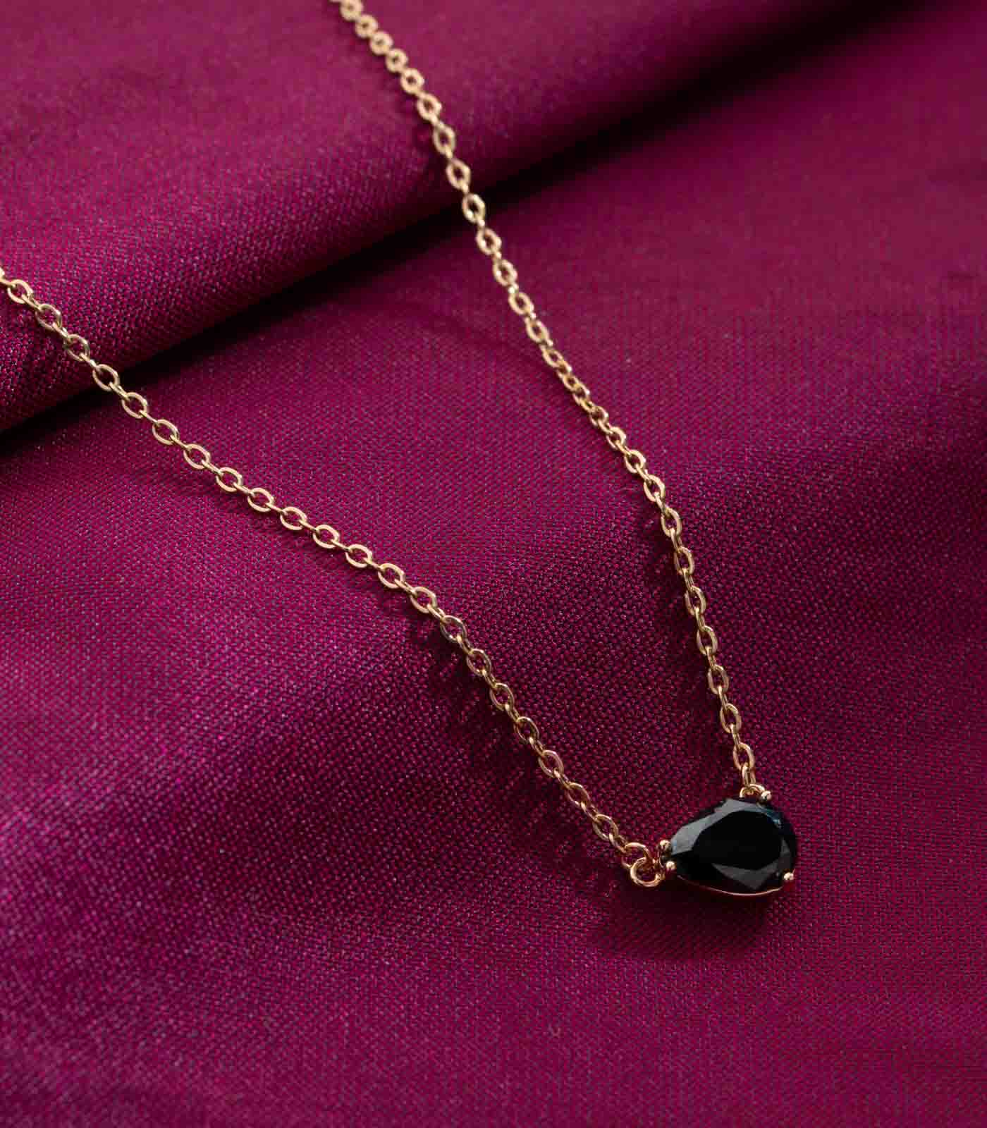 Black Drop Necklace (Brass)