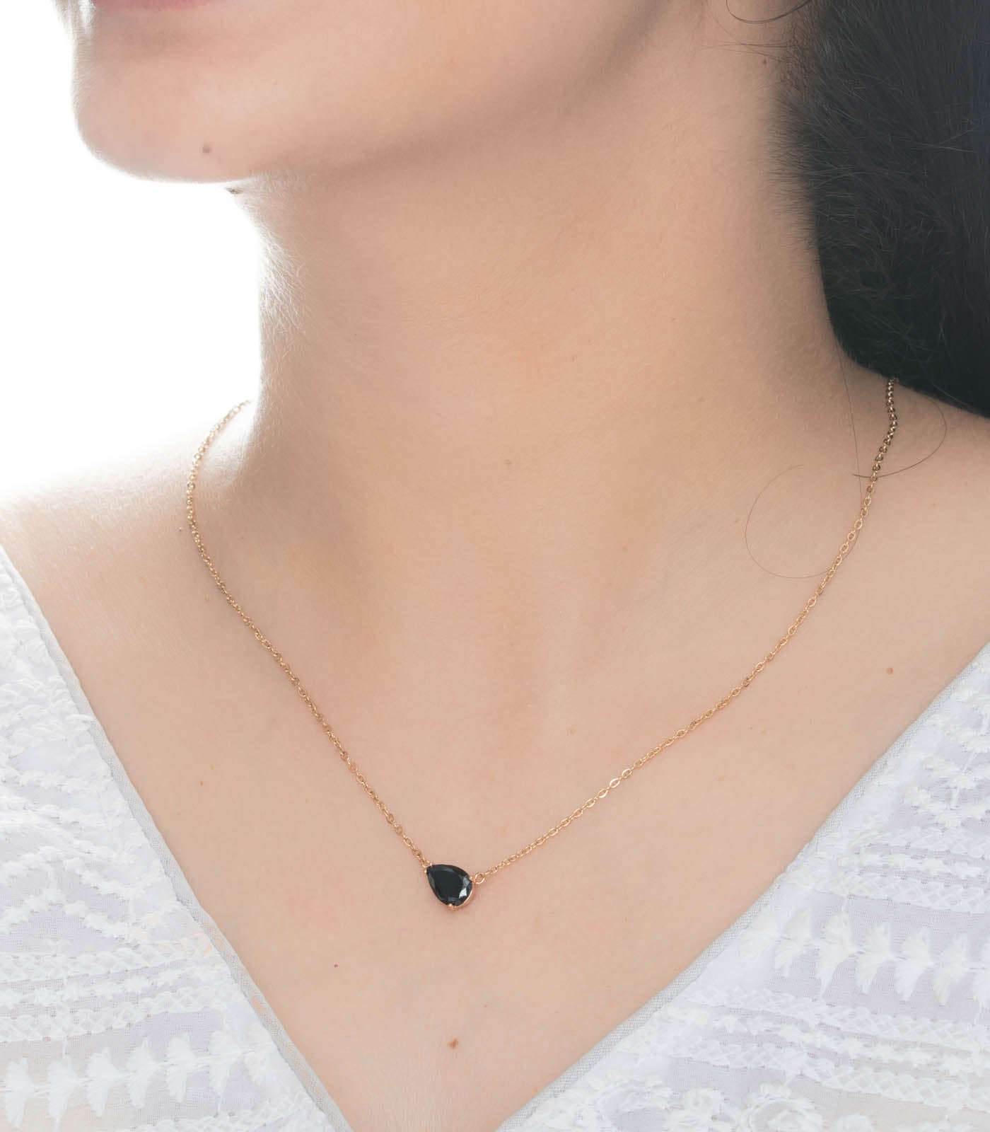 Black Drop Necklace (Brass)