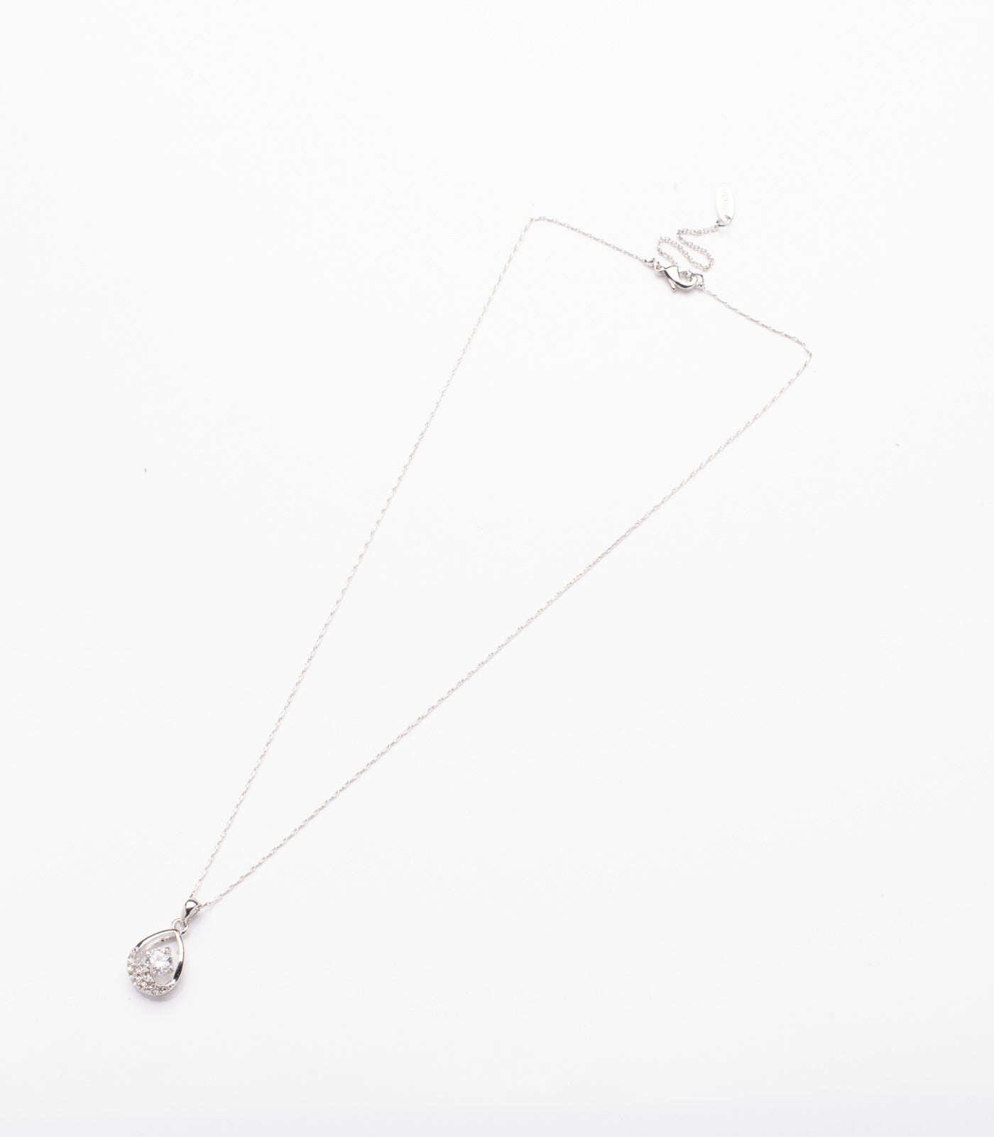 Crystal in Teardrop Necklace (Brass)