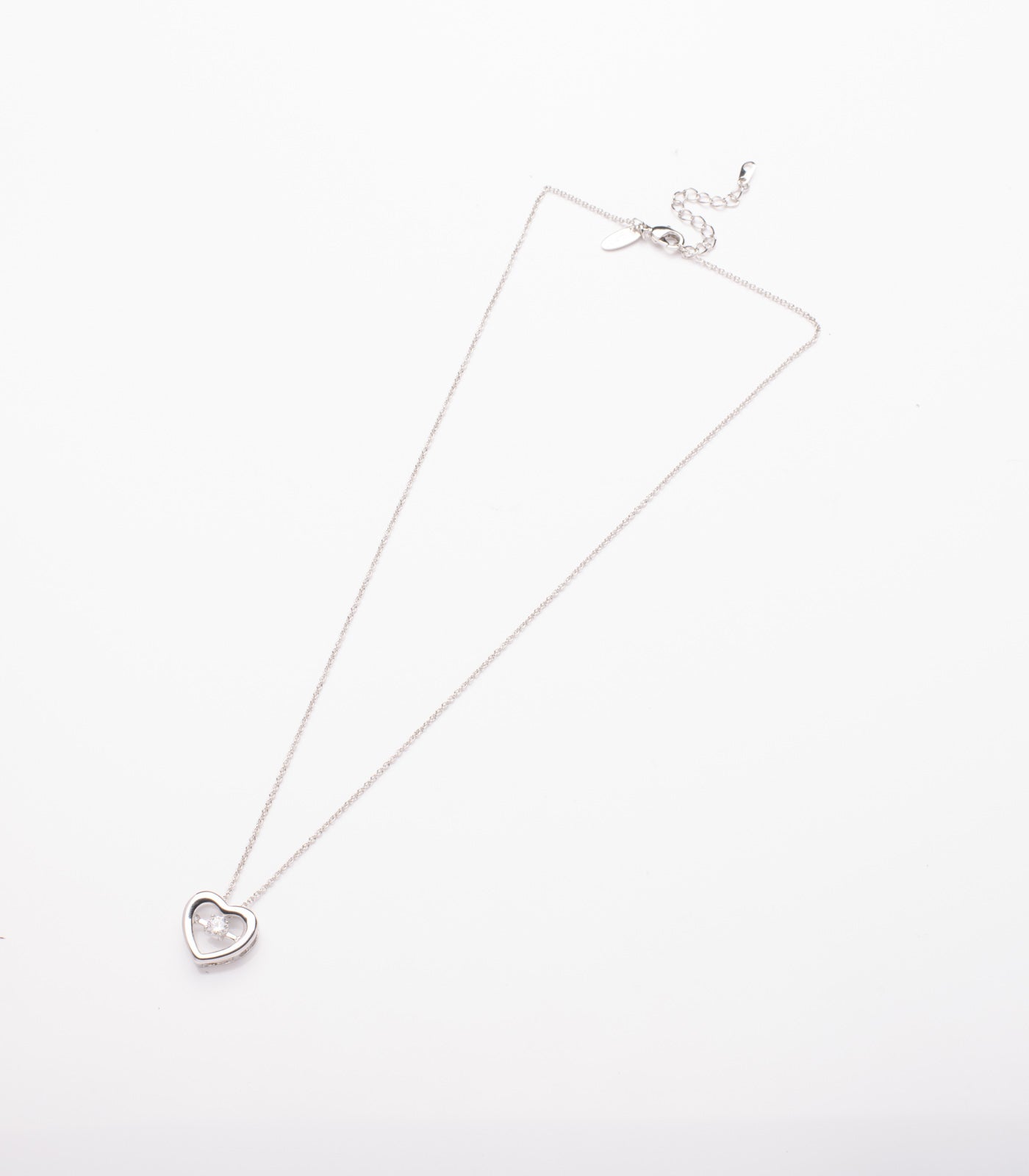 Crystal in Heart Necklace (Brass)