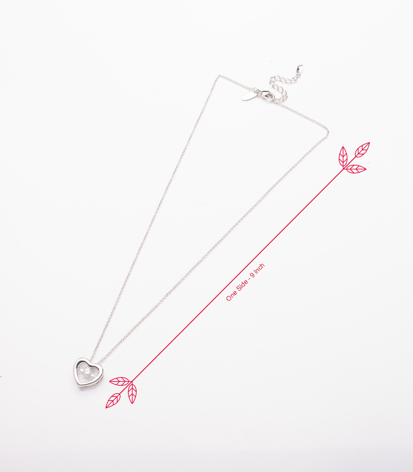 Crystal in Heart Necklace (Brass)