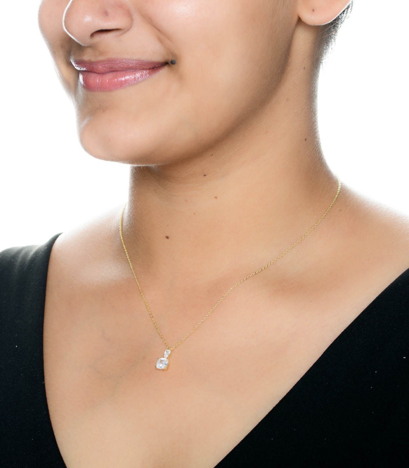 Minimal Golden Dual Stud Necklace (Brass)