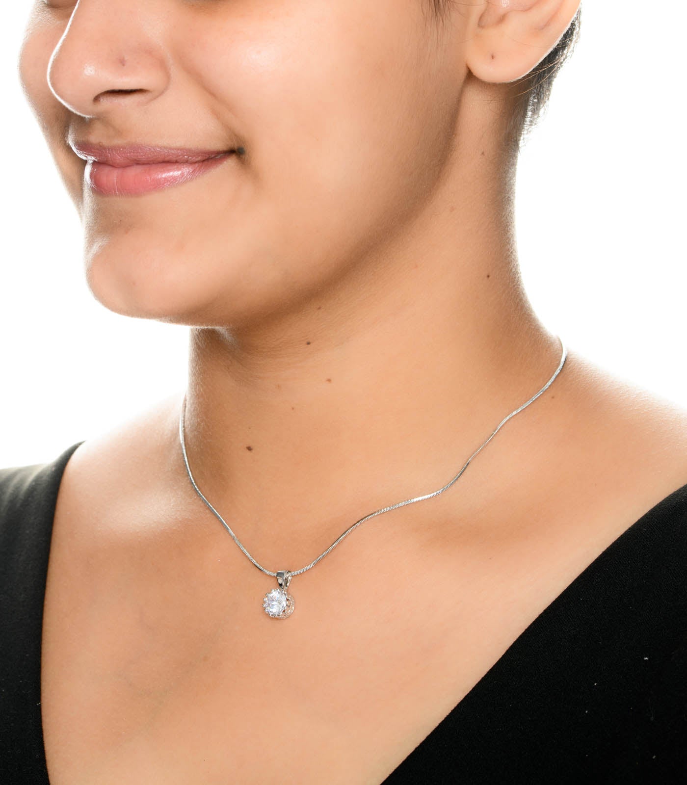 Round Stud Silver Polish Necklace (Brass)