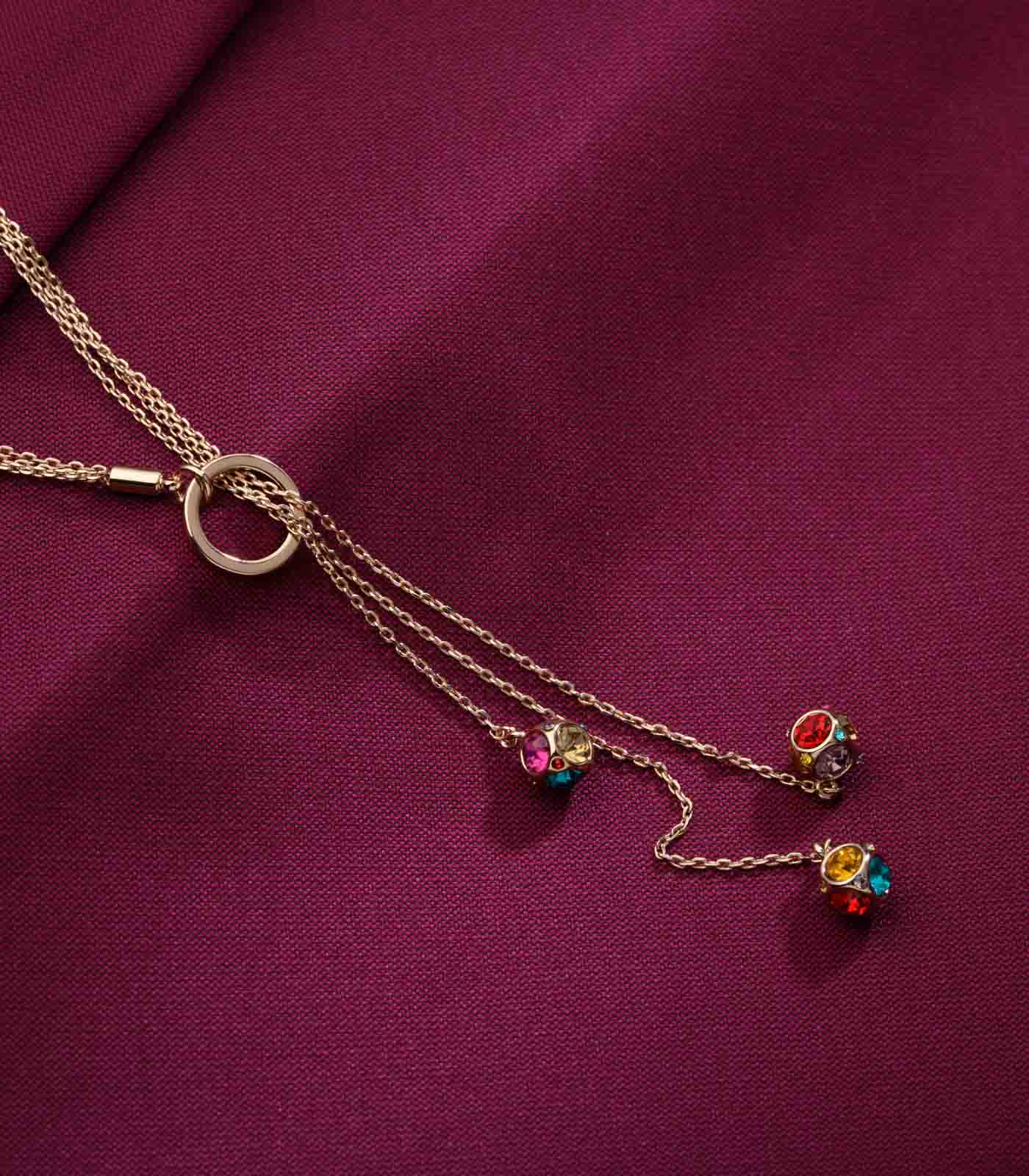 Multicolor Dancing Balls Necklace (Brass)
